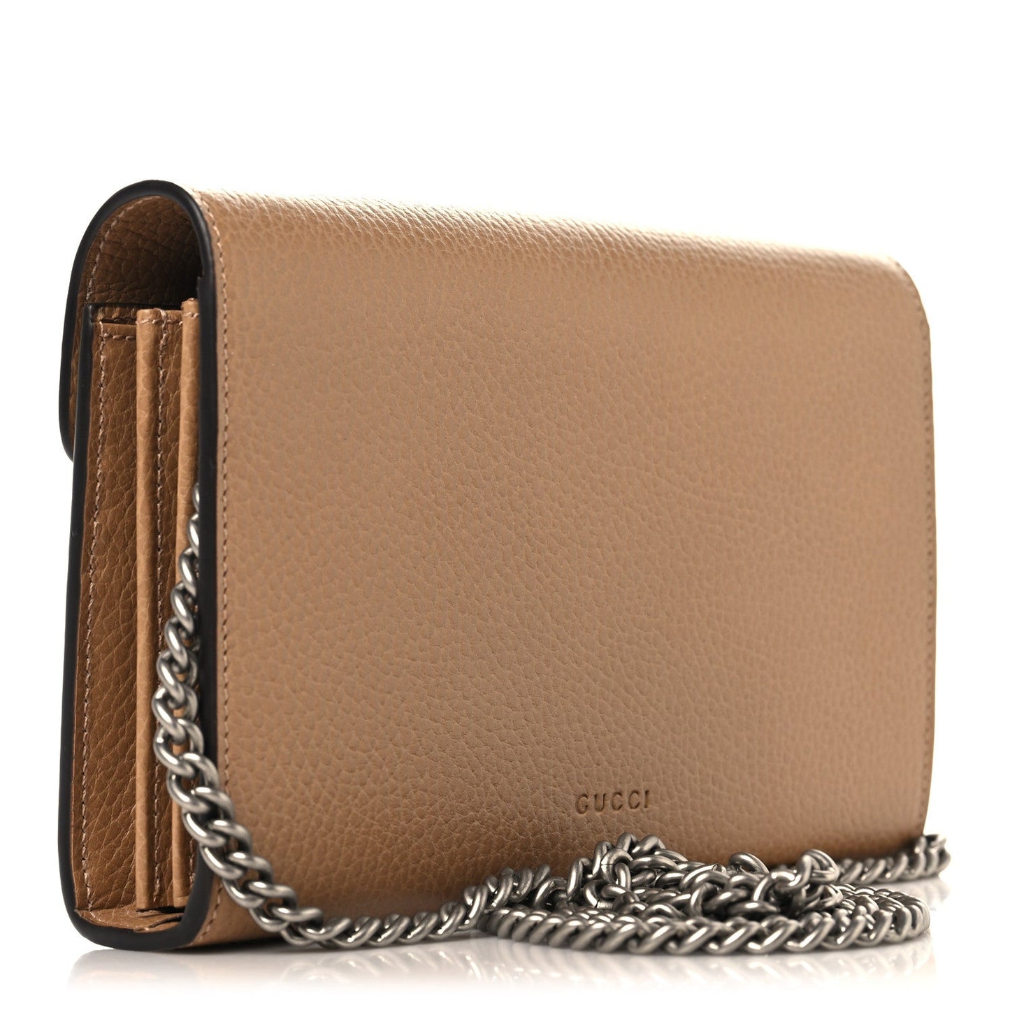 Dollar Calfskin Crystal Mini Dionysus Chain Wallet Natural Tan Black Diamond