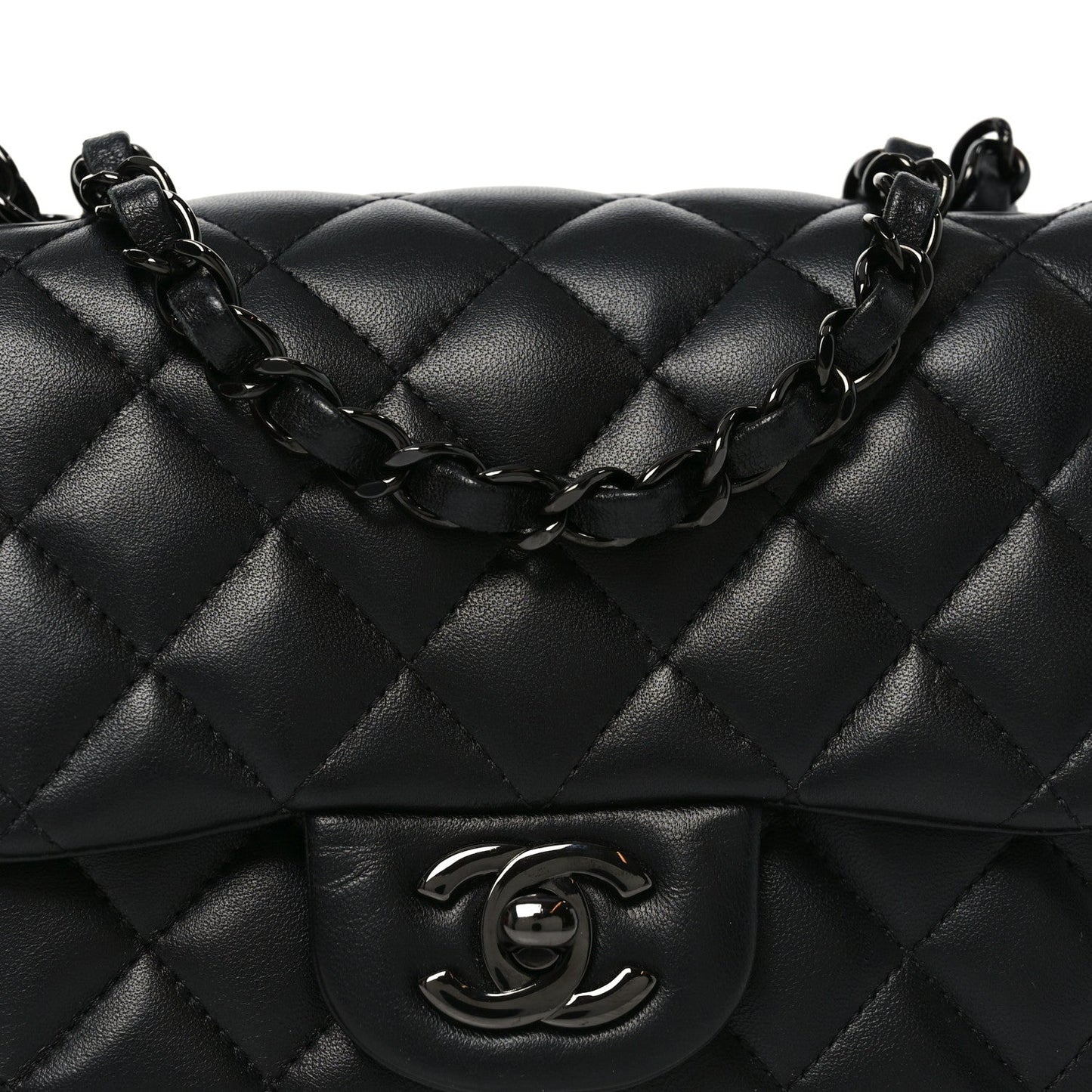 Lambskin Quilted Mini Square Flap So Black