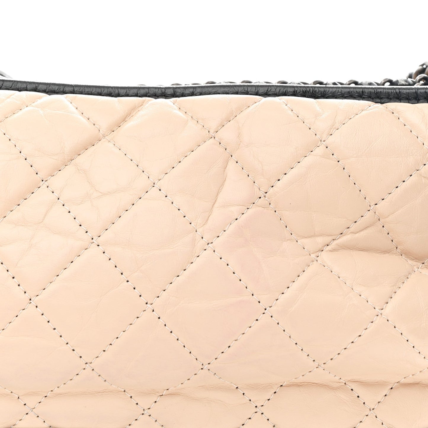 Aged Calfskin Quilted Medium Gabrielle Hobo Beige Black