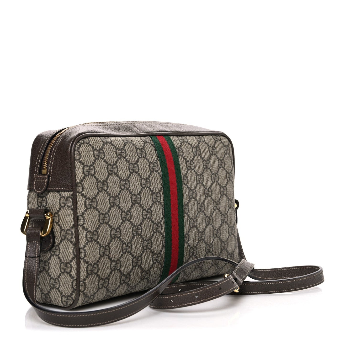 GG Supreme Monogram Web Small Ophidia Shoulder Bag Brown