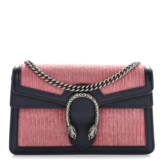 Lanzo Stretch Cord Azalea Calfskin Super Mini Dionysus Shoulder Bag Pink Blue