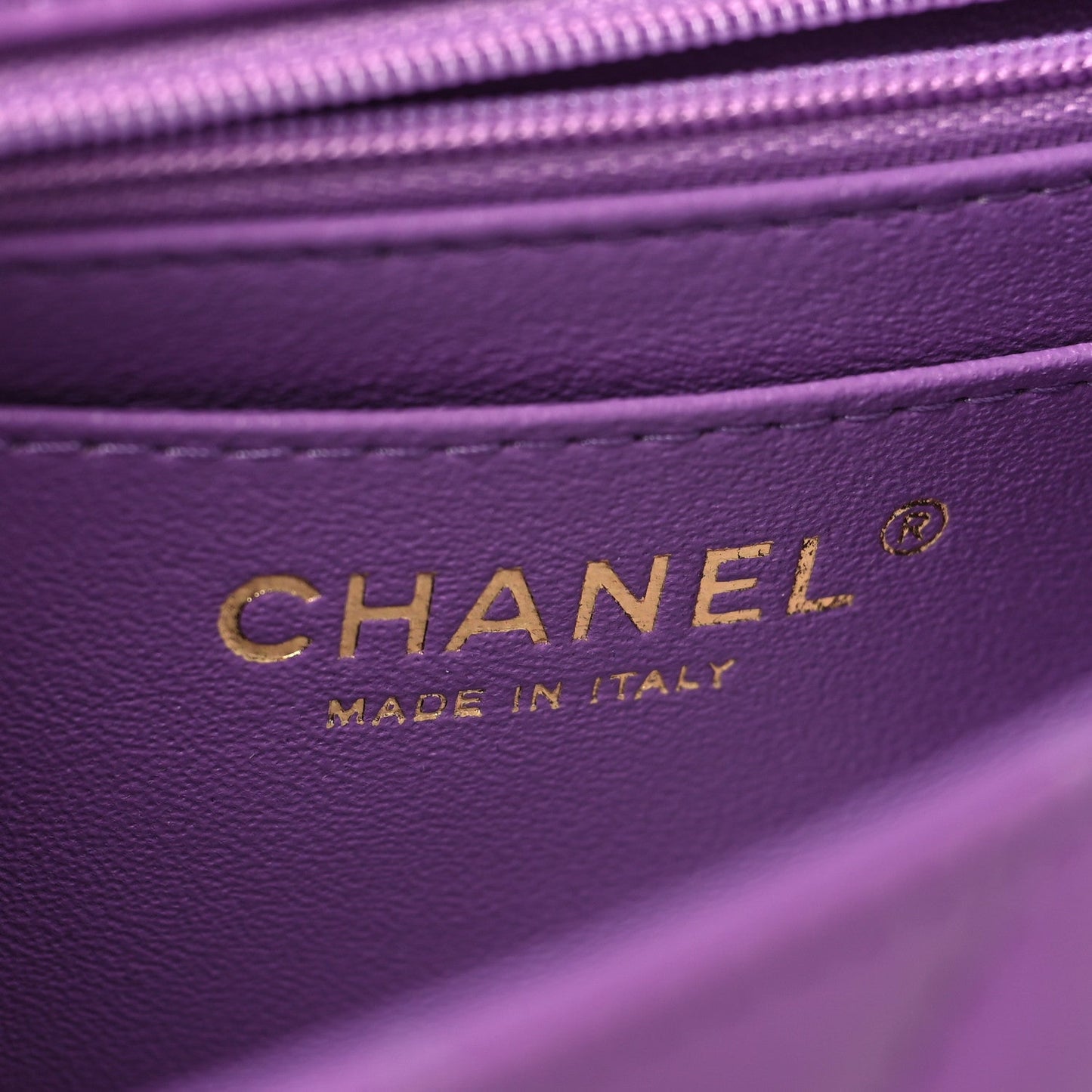 Lambskin Quilted Mini Rectangular Flap Purple
