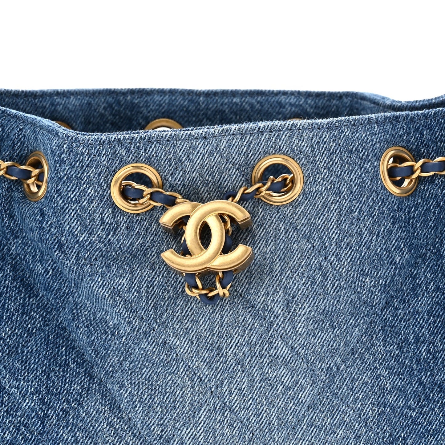 Washed Denim Quilted Mini Chanel 25 Handbag Blue