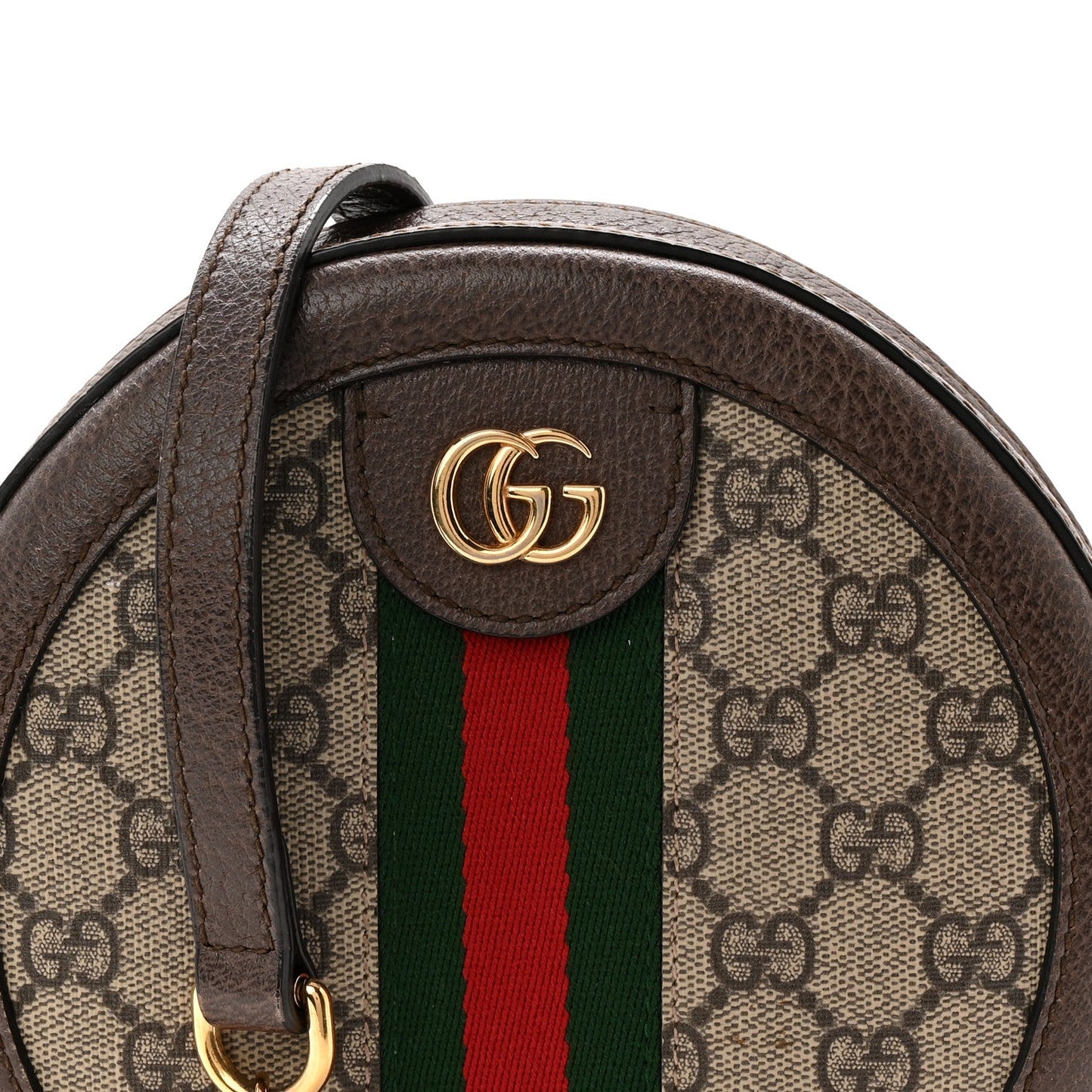 GG Supreme Monogram Web Mini Ophidia Round Shoulder Bag Brown