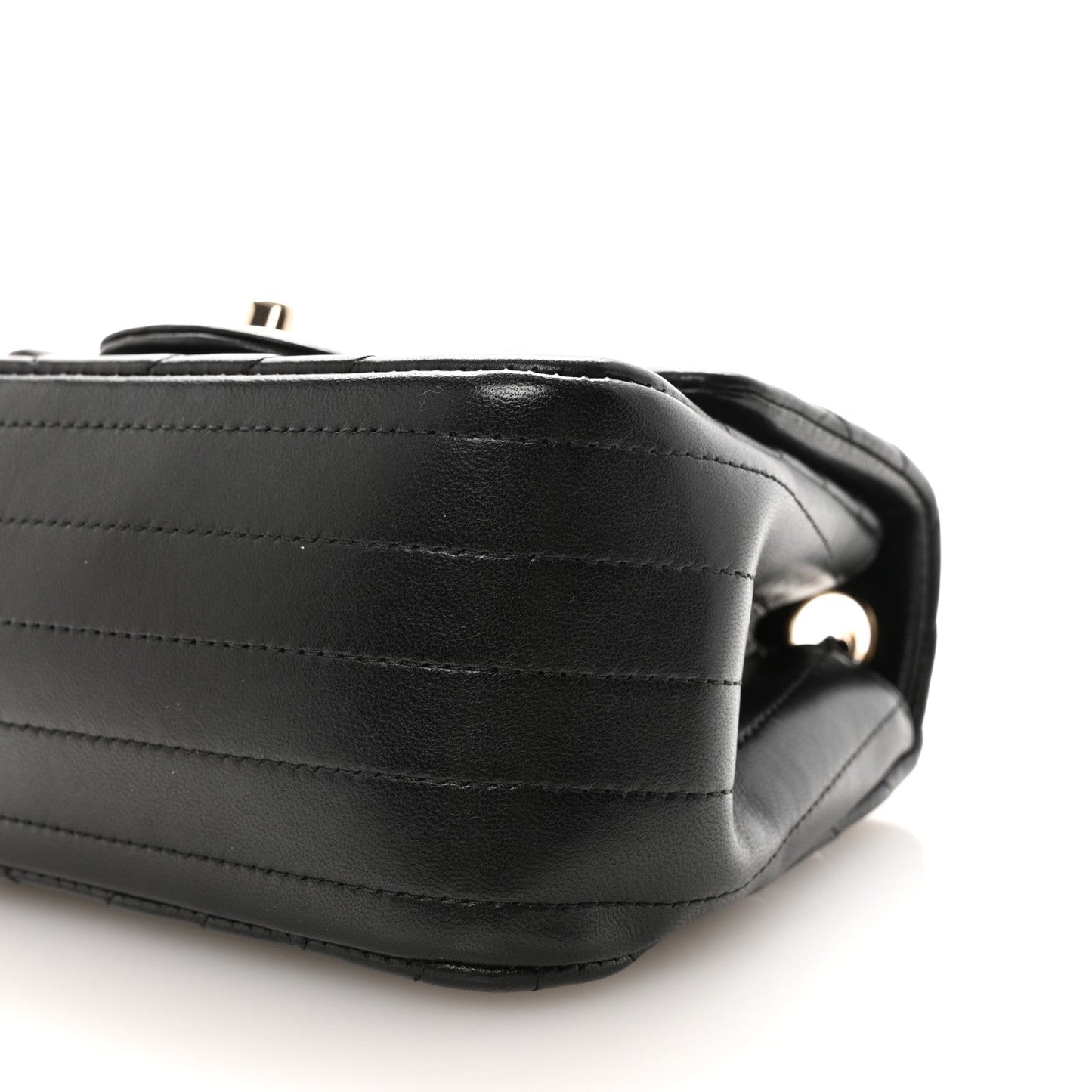 Lambskin Chevron Quilted Mini Square Flap Black
