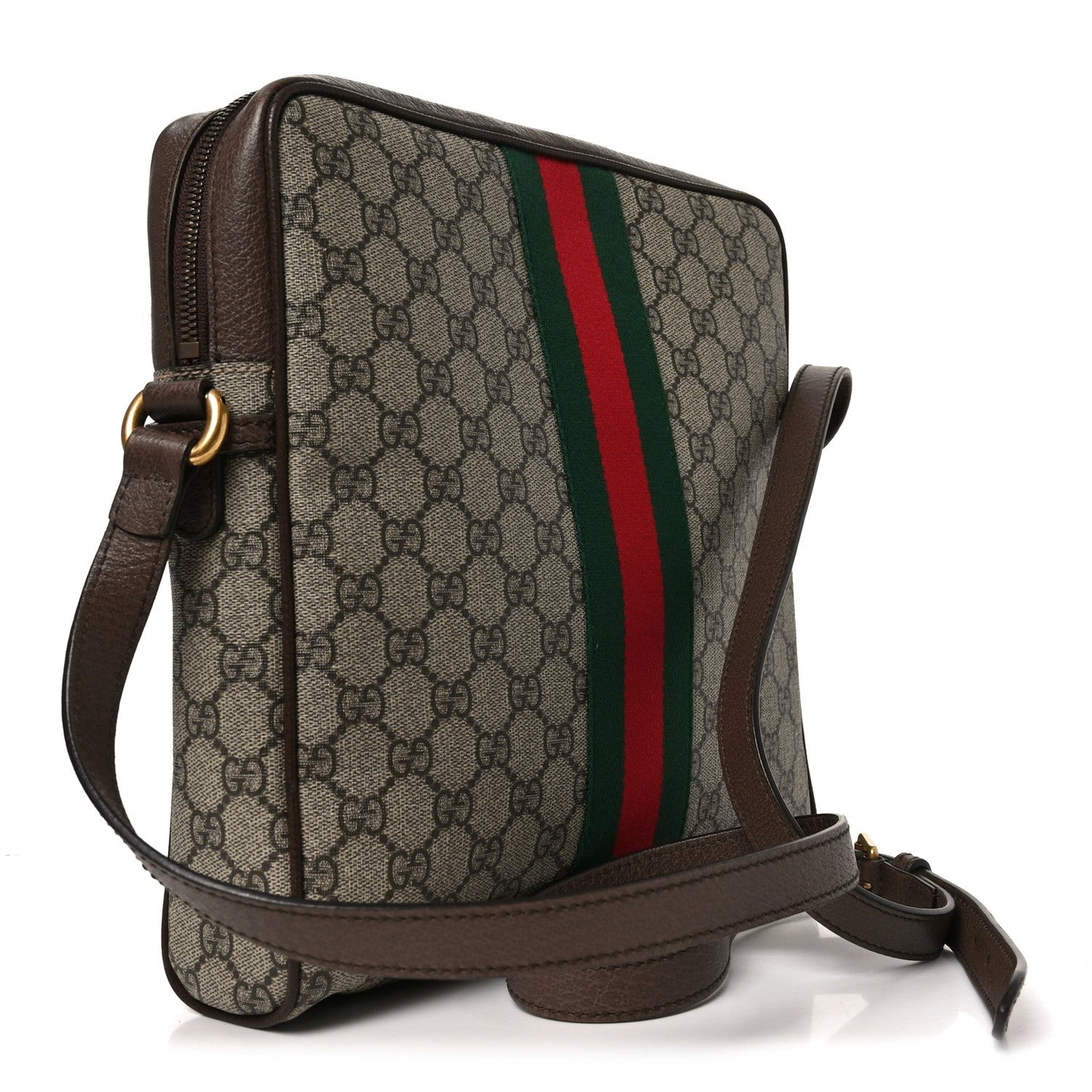 GG Supreme Monogram Web Medium Ophidia Messenger Bag Brown