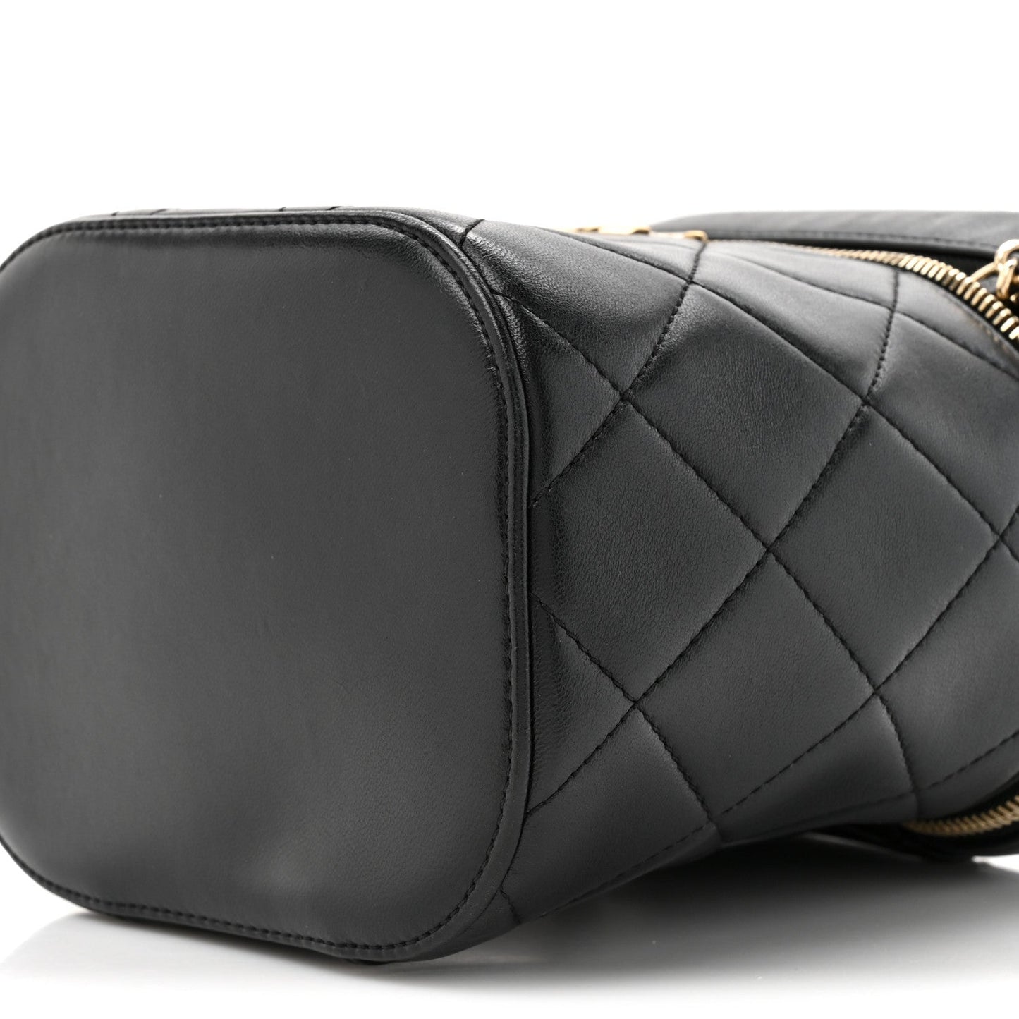 Lambskin Quilted Trendy Vanity Case Black