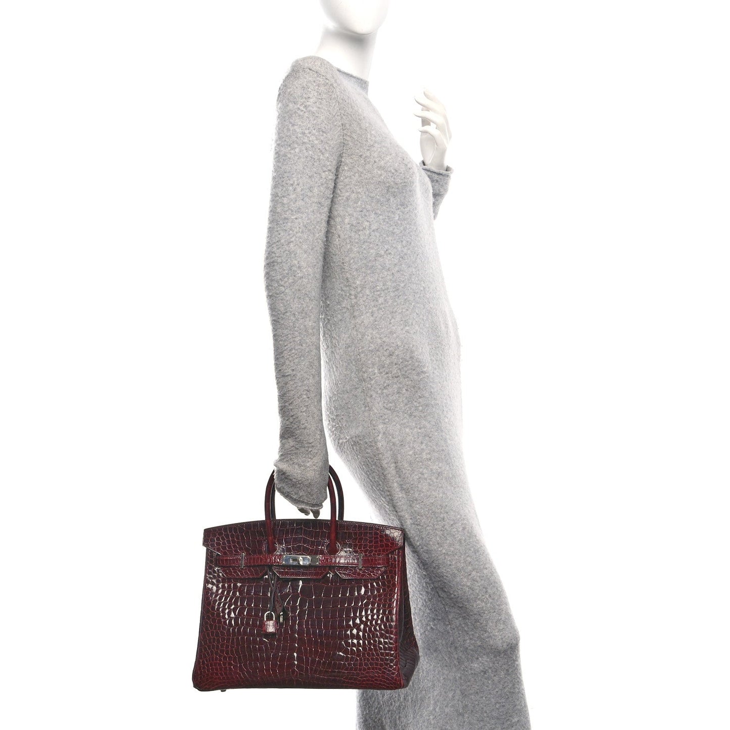 Shiny Porosus Crocodile Birkin 35 Bourgogne