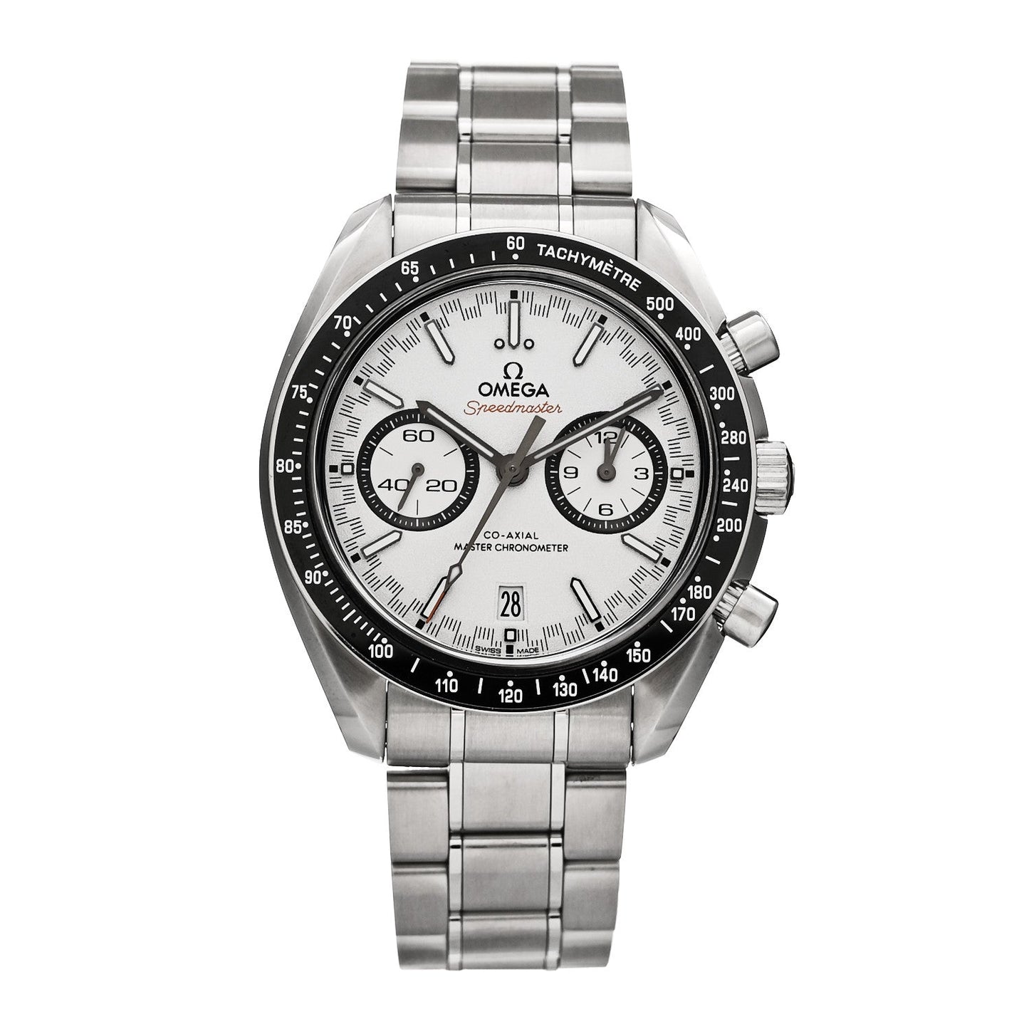 Stainless Steel 44mm Speedmaster Racing Co-Axial Master Chronometer Chronograph Automatic Watch White 329.30.44.51.04.001