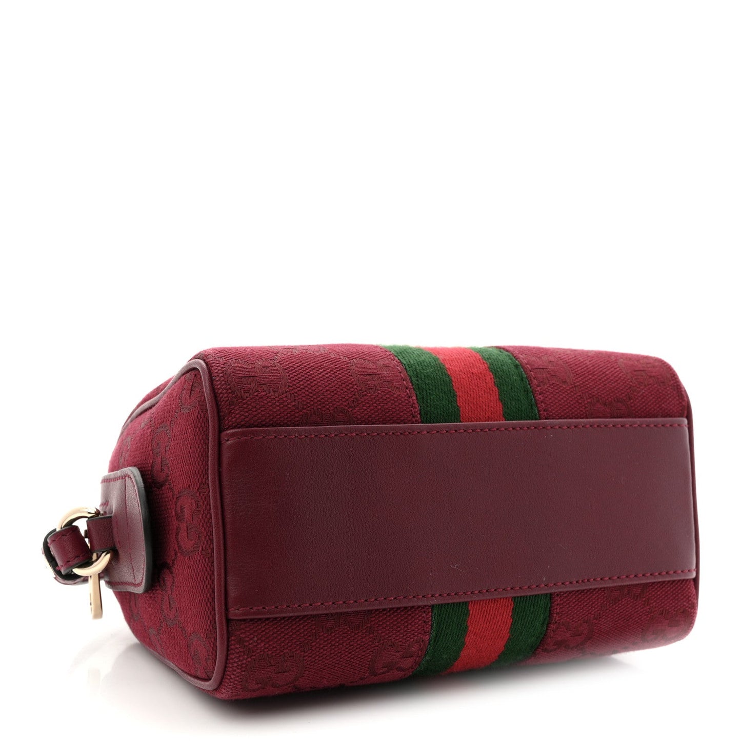 GG Supreme Monogram Textured Dollar Calfskin Web Super Mini Ophidia Top Handle Bowler Bag Rosso Ancora