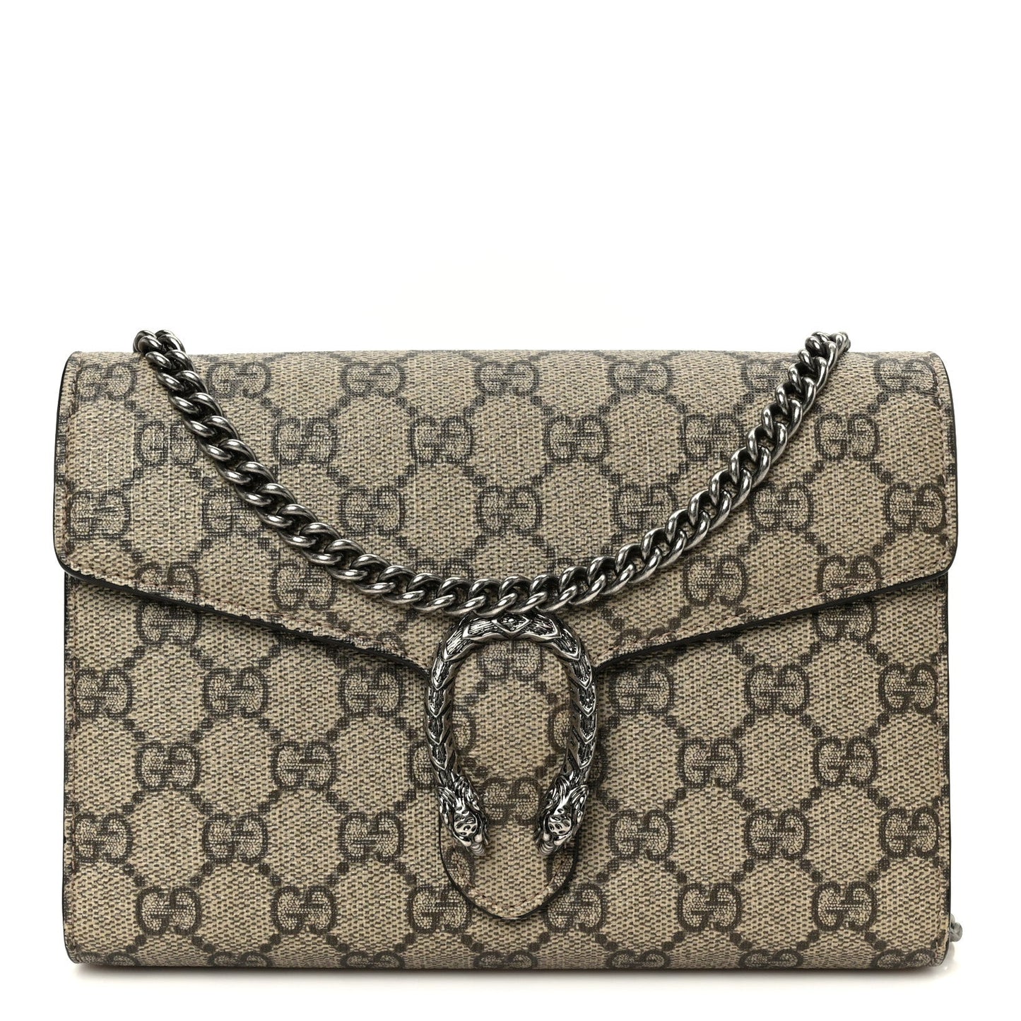 GG Supreme Monogram Mini Dionysus Chain Wallet Beige Taupe