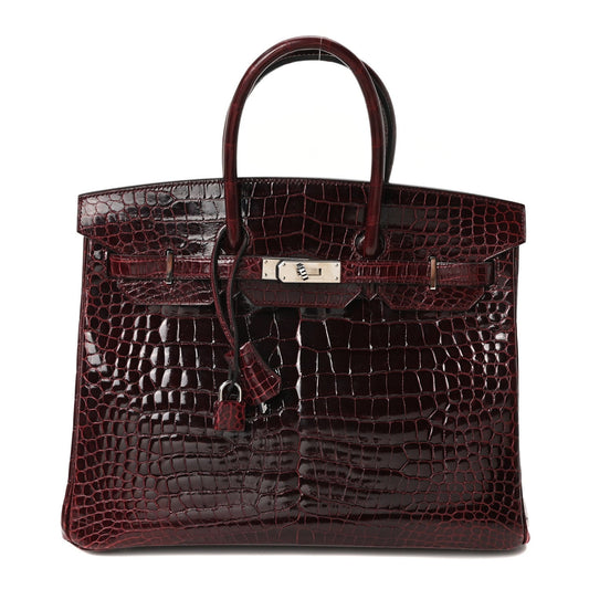 Shiny Porosus Crocodile Birkin 35 Bourgogne