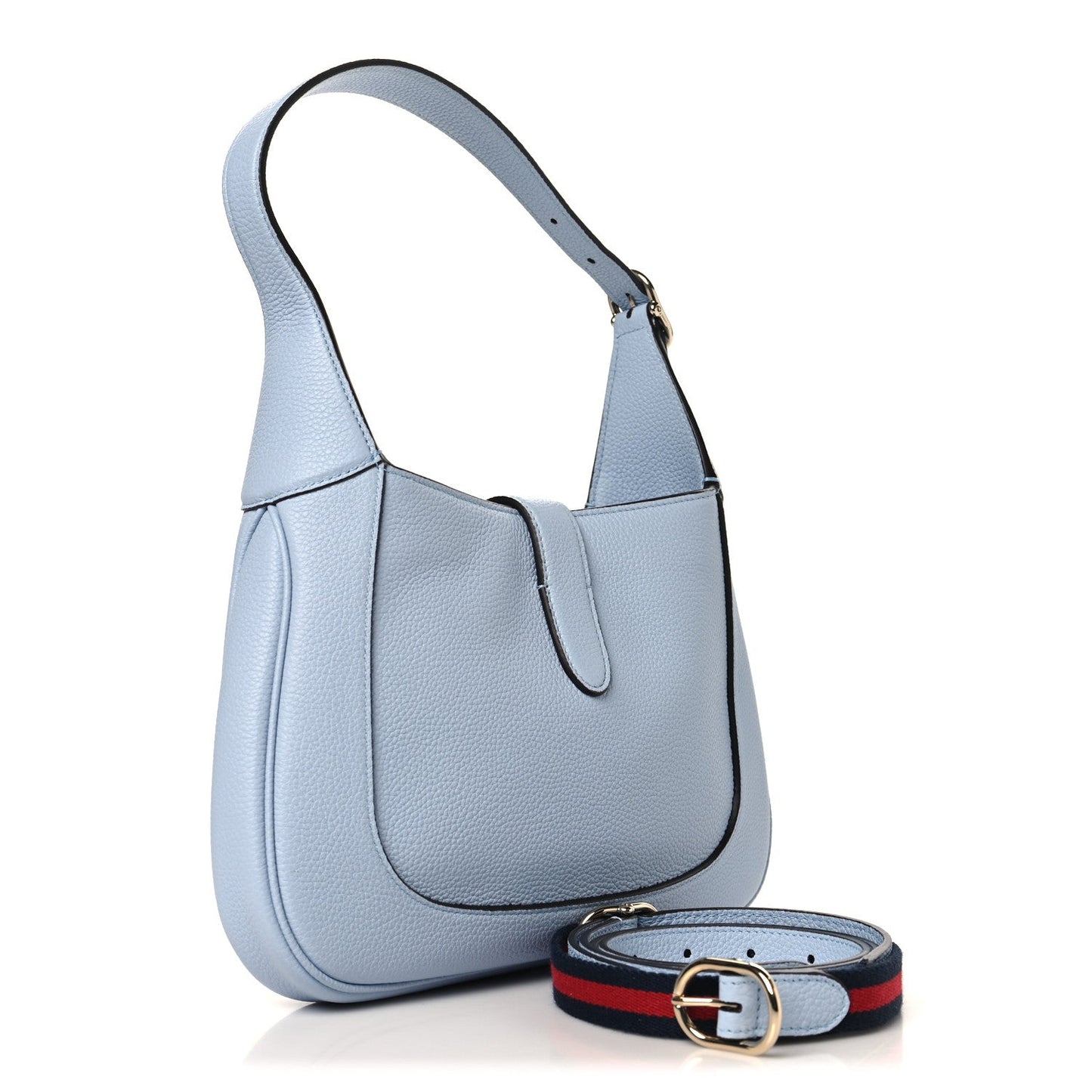Grained Calfskin Web Medium Jackie 1961 Hobo Light Blue