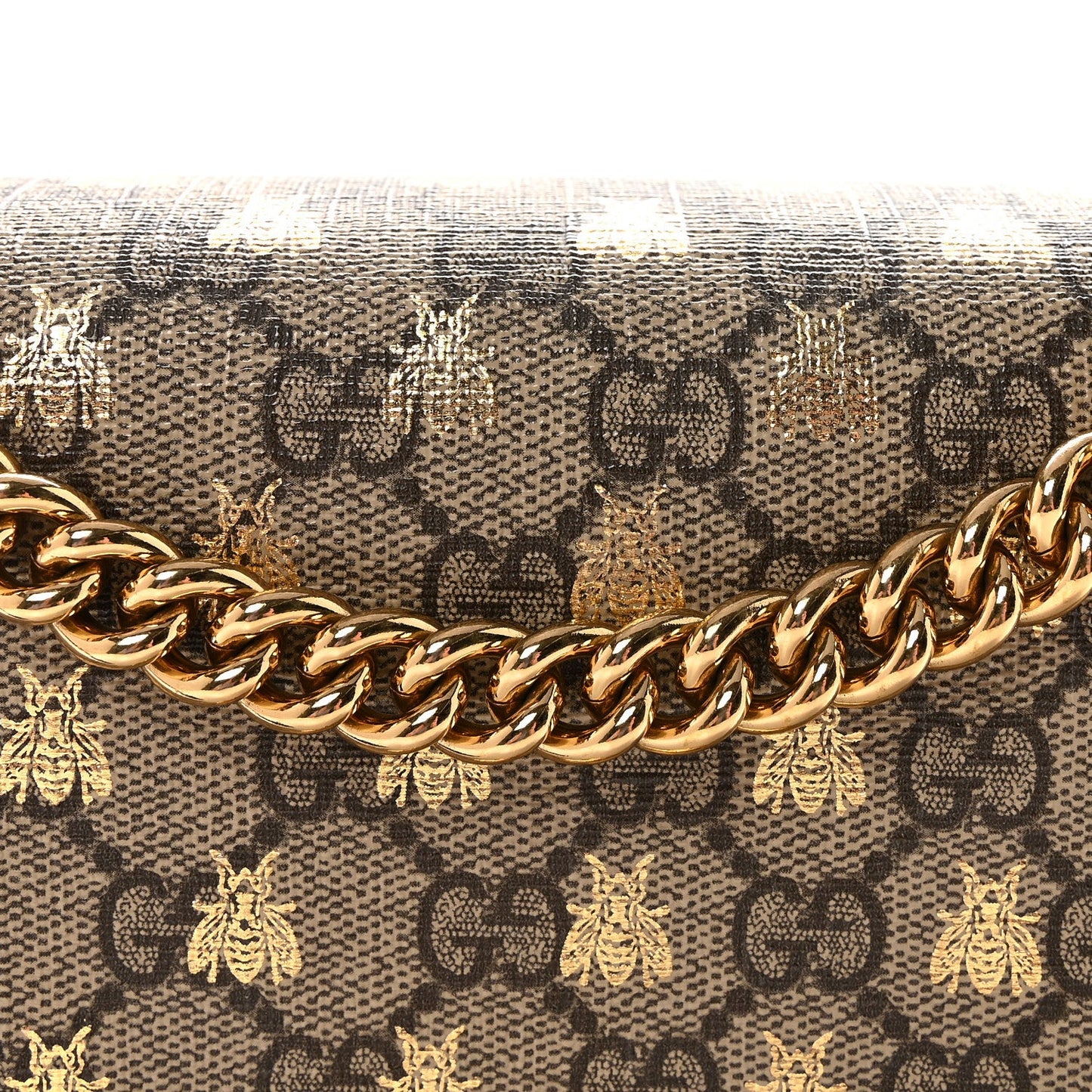 GG Supreme Monogram Bees Medium Padlock Shoulder Bag Beige Oro Black