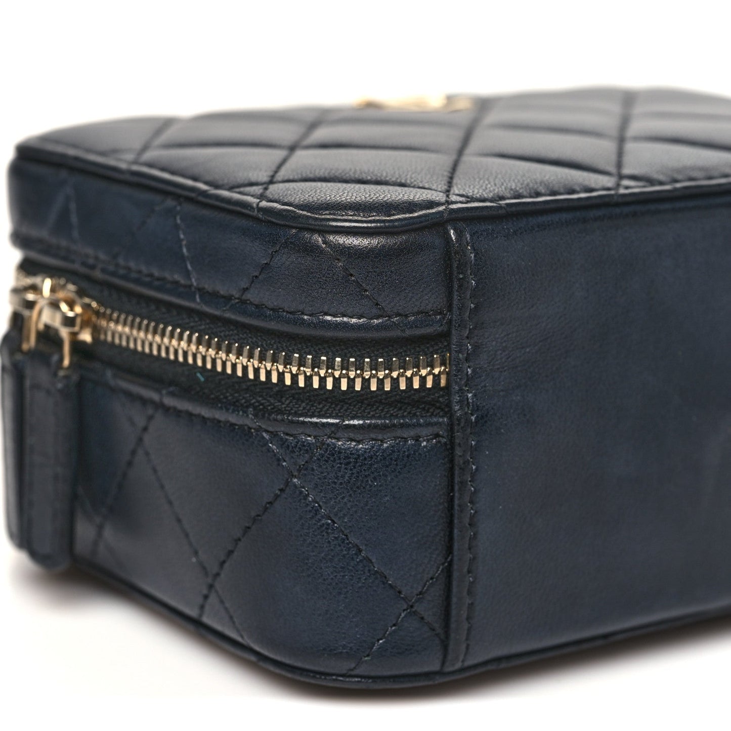 Lambskin Quilted Small Trendy CC Camera Case With Chain Navy