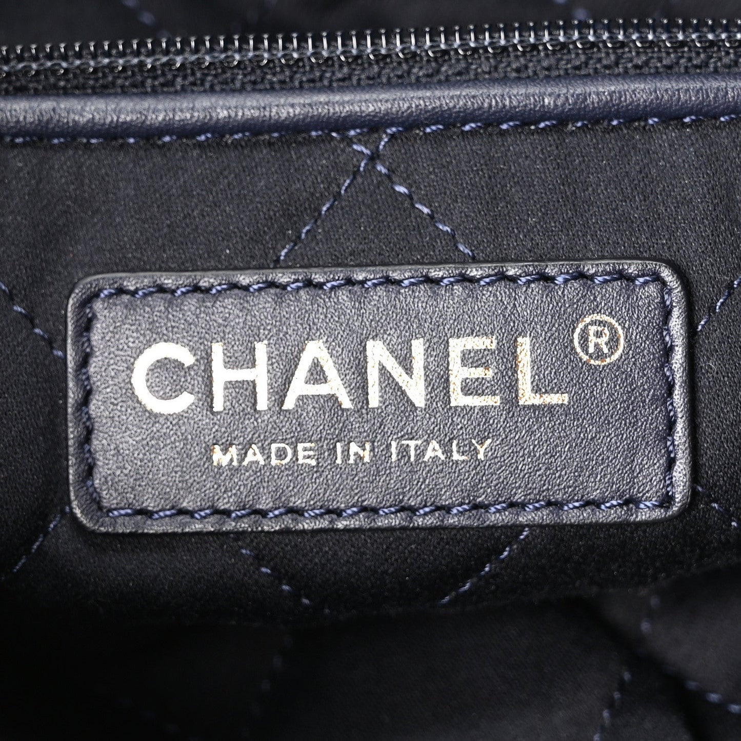 Shiny Calfskin Quilted Chanel 22 Backpack Dark Blue
