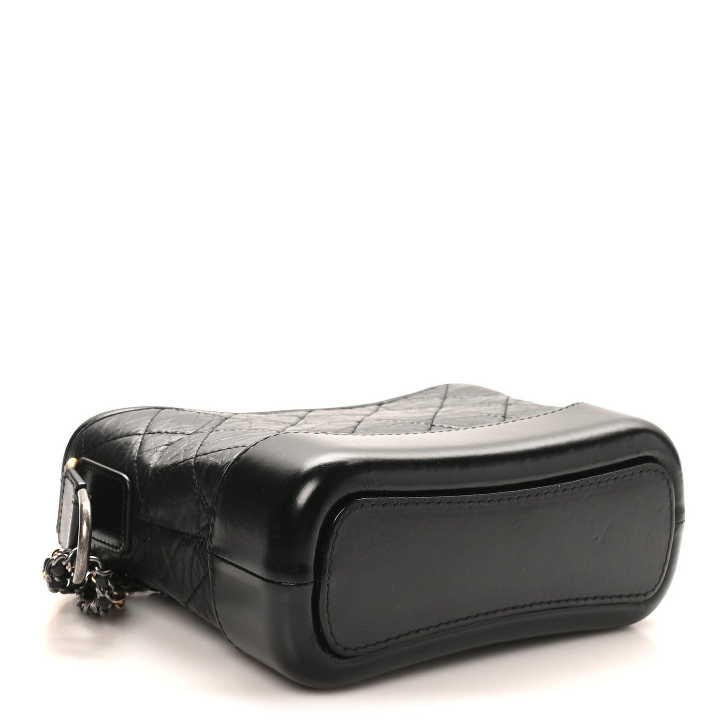 Aged Calfskin Quilted Small Gabrielle Logo Hobo Black