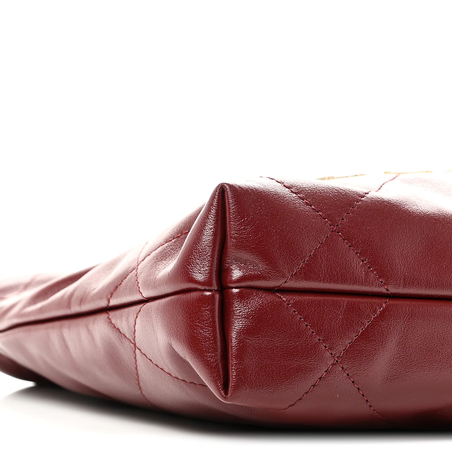 Shiny Calfskin Quilted Mini Chanel 22 Dark Burgundy