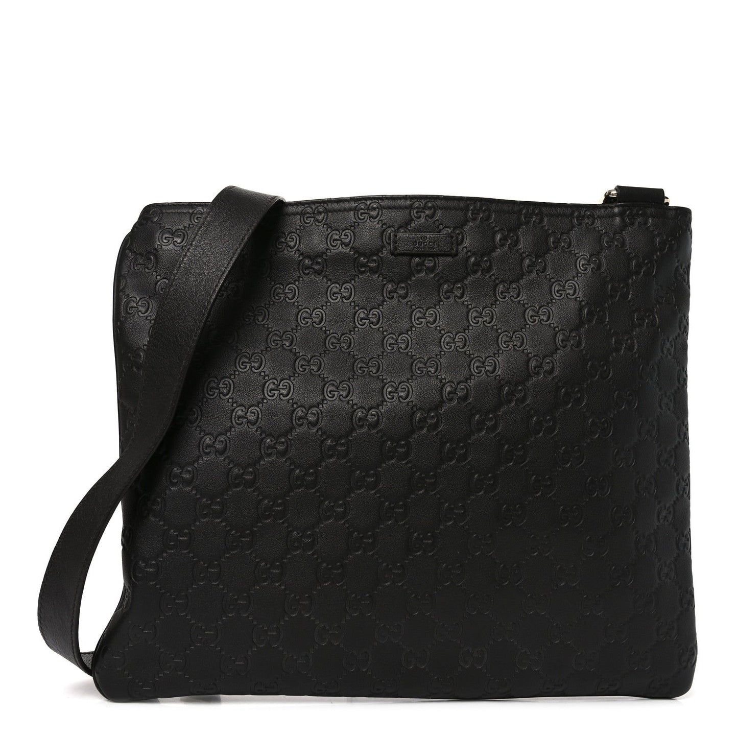 Guccissima Medium Flat Messenger Bag Black