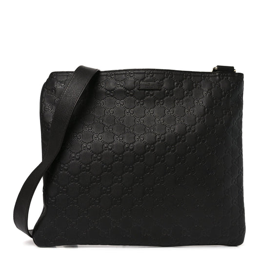 Guccissima Medium Flat Messenger Bag Black