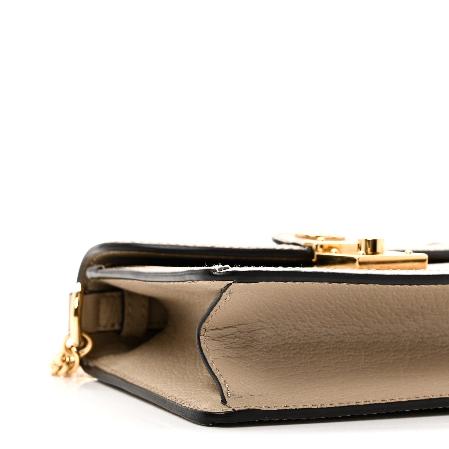 GG Supreme Monogram Textured Dollar Calfskin Web Mini Ophidia Padlock Top Handle Chain Shoulder Bag Beige Mystic White Oatmeal