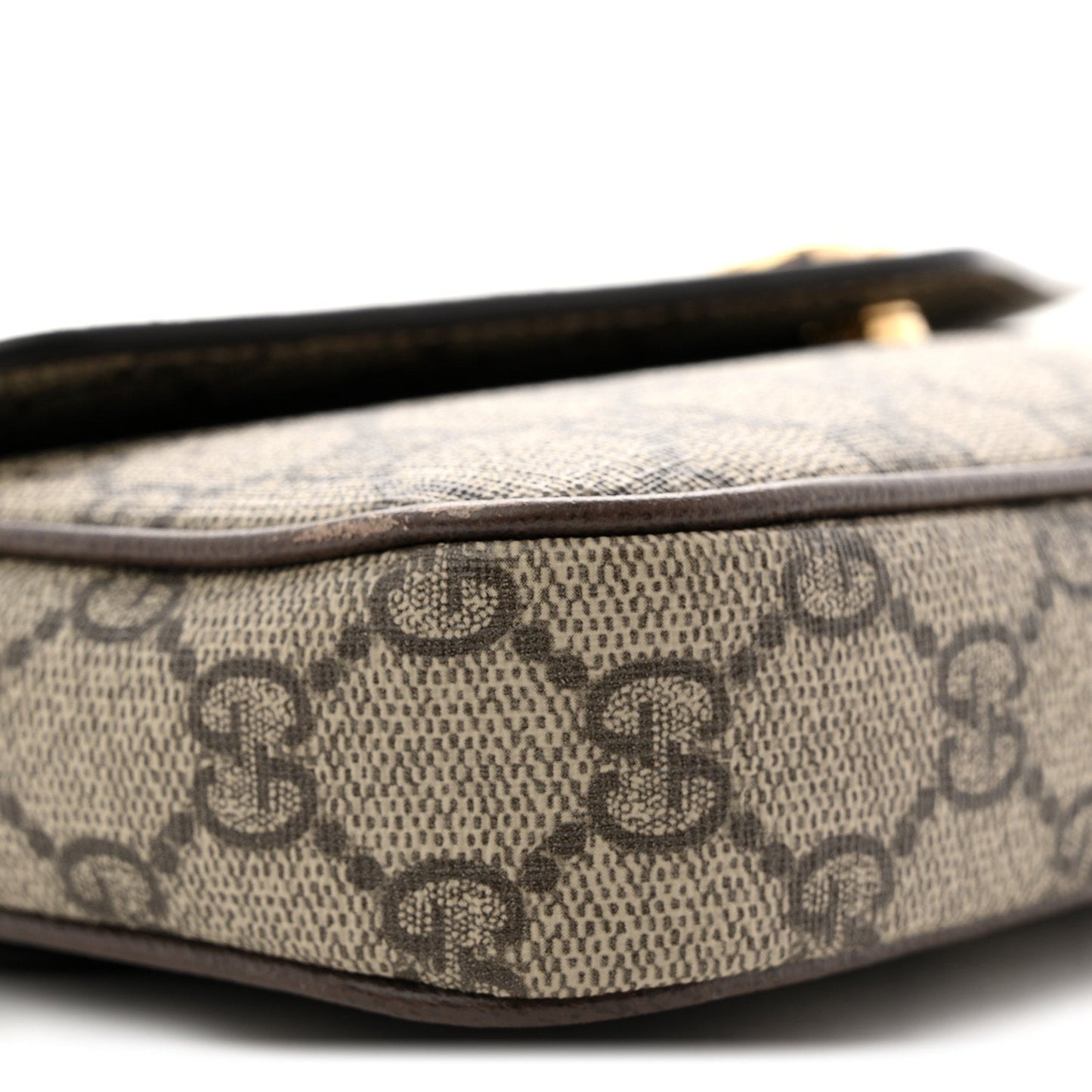 GG Supreme Monogram Textured Dollar Calfskin Web Mini Ophidia Envelope Shoulder Bag Beige Ebony