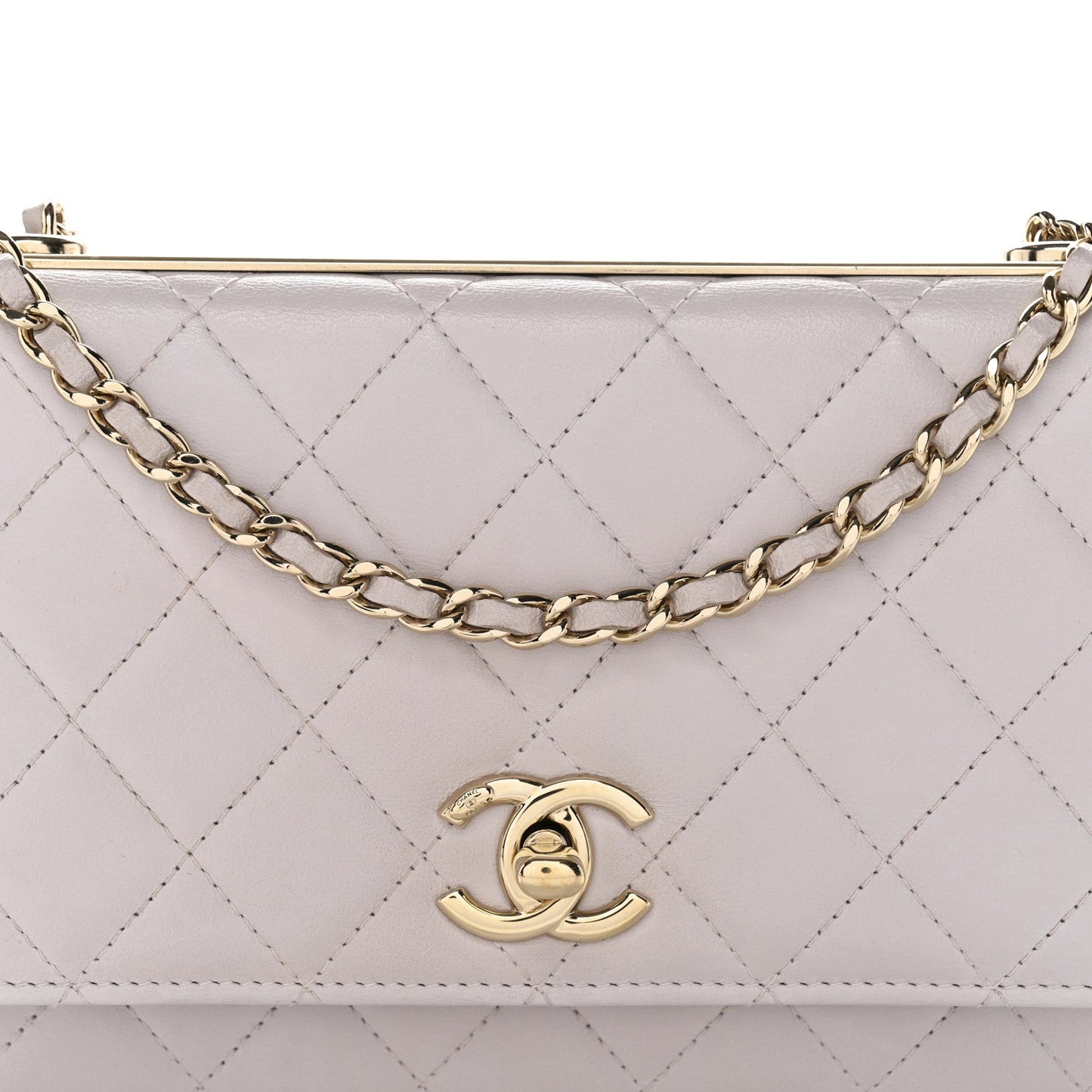 Lambskin Quilted Trendy CC Wallet On Chain WOC Lilac