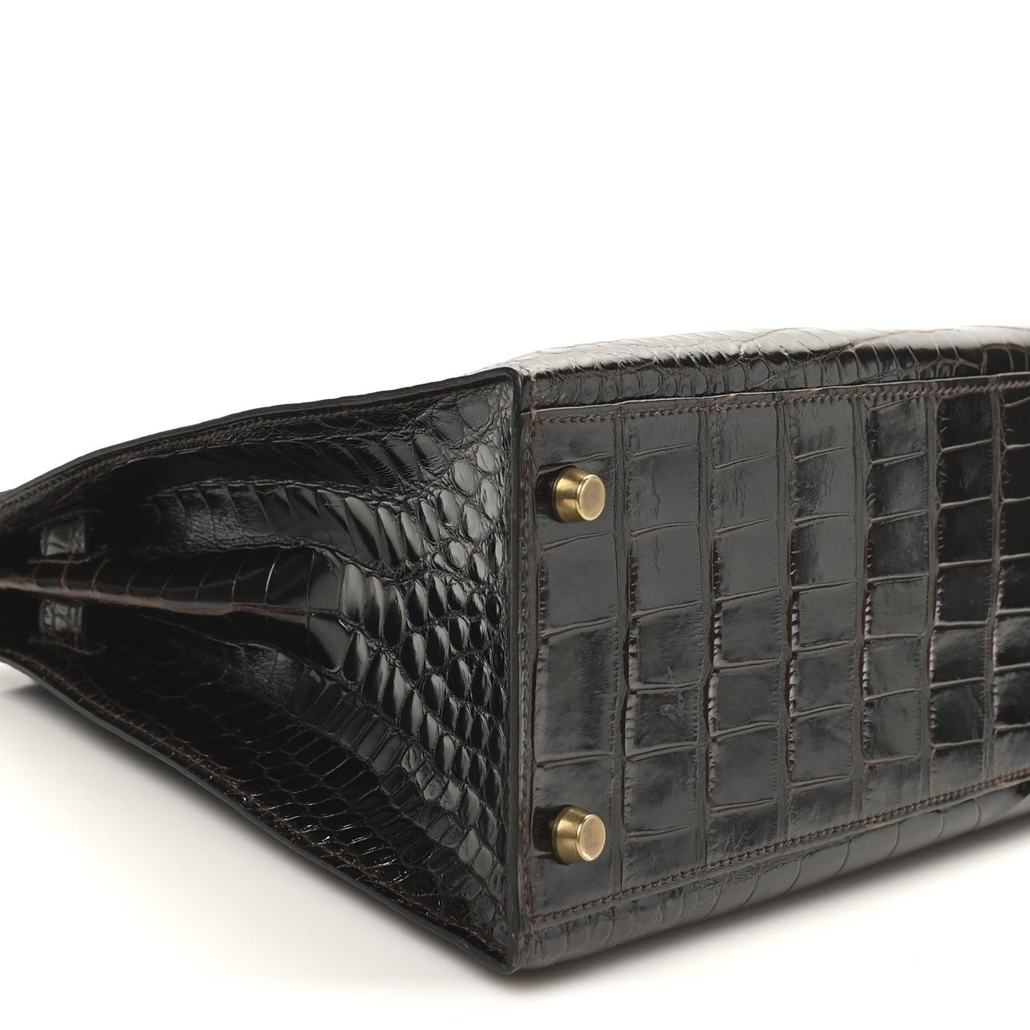 Shiny Alligator Kelly Sellier 32 Havane