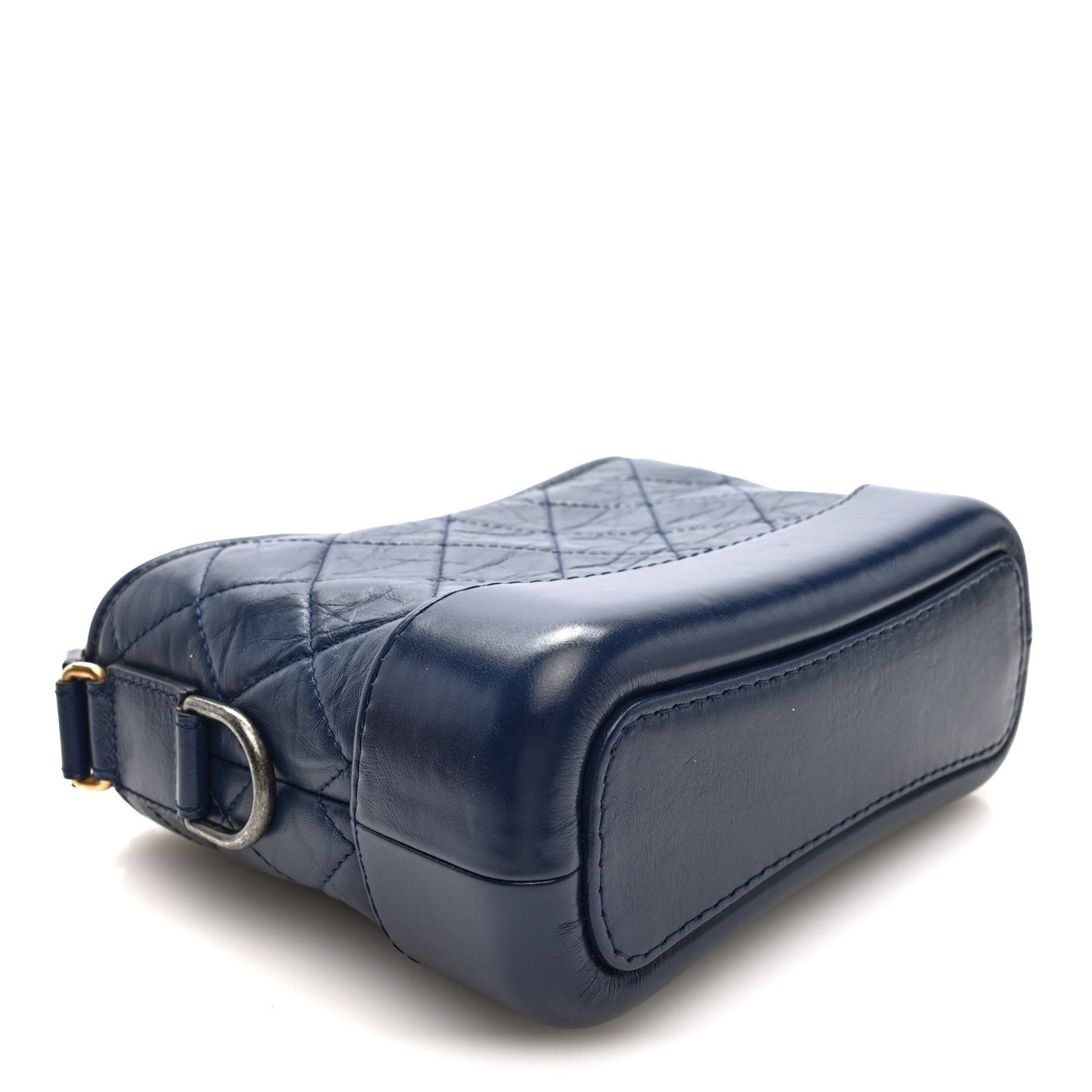Aged Calfskin Quilted Small Gabrielle Hobo Navy