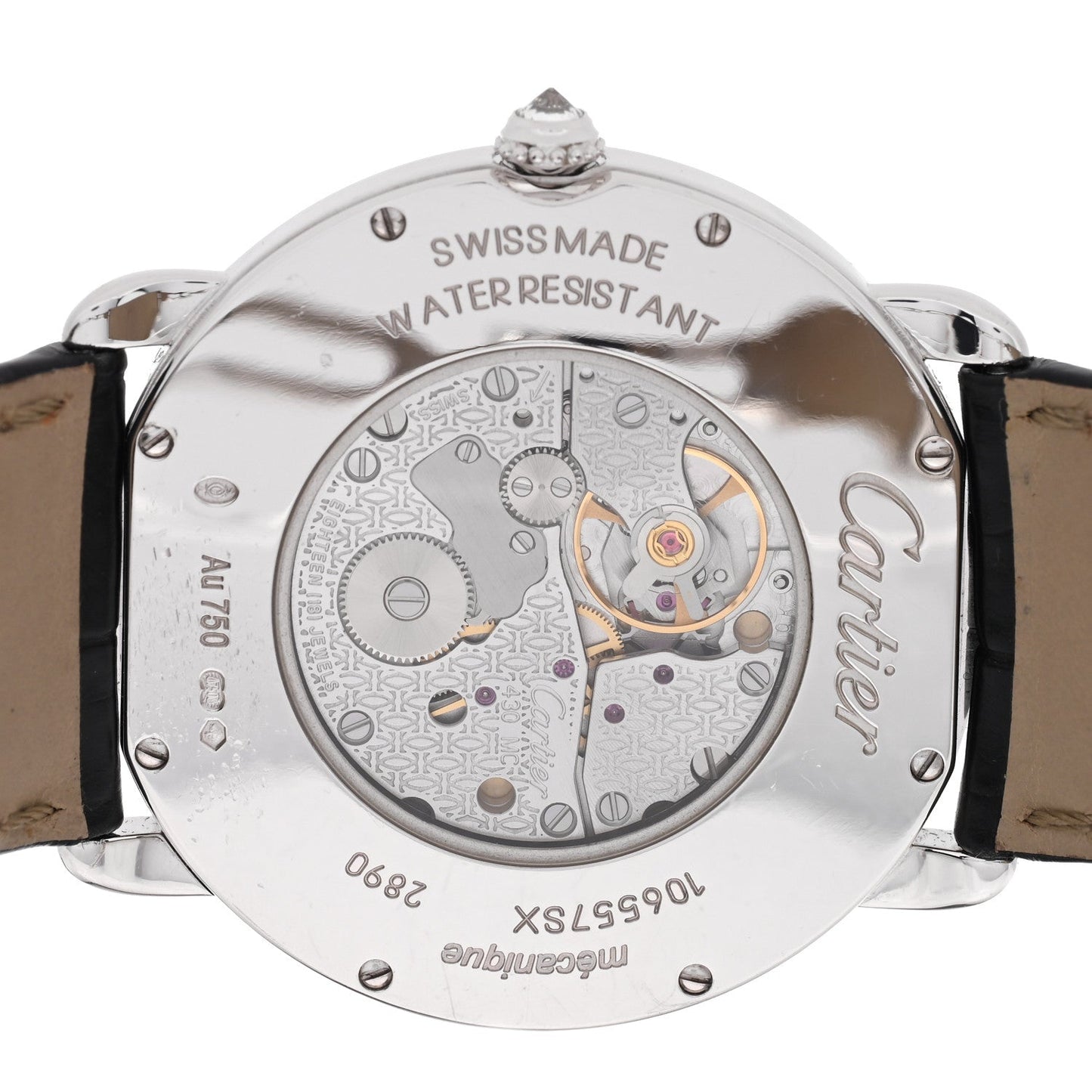 18K White Gold Alligator Diamond Bezel 36mm Ronde Louis Manual Winding Watch