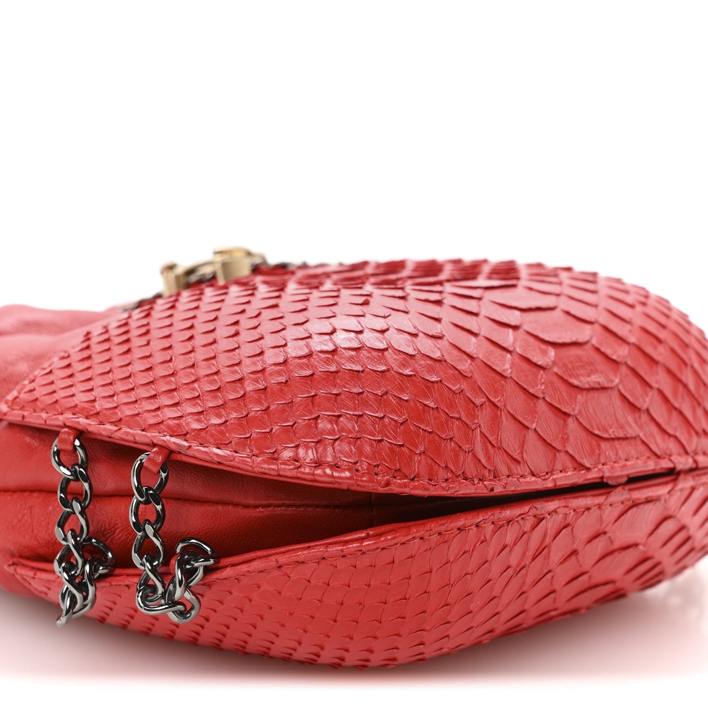 Snakeskin Calfskin Gabrielle Bucket Red