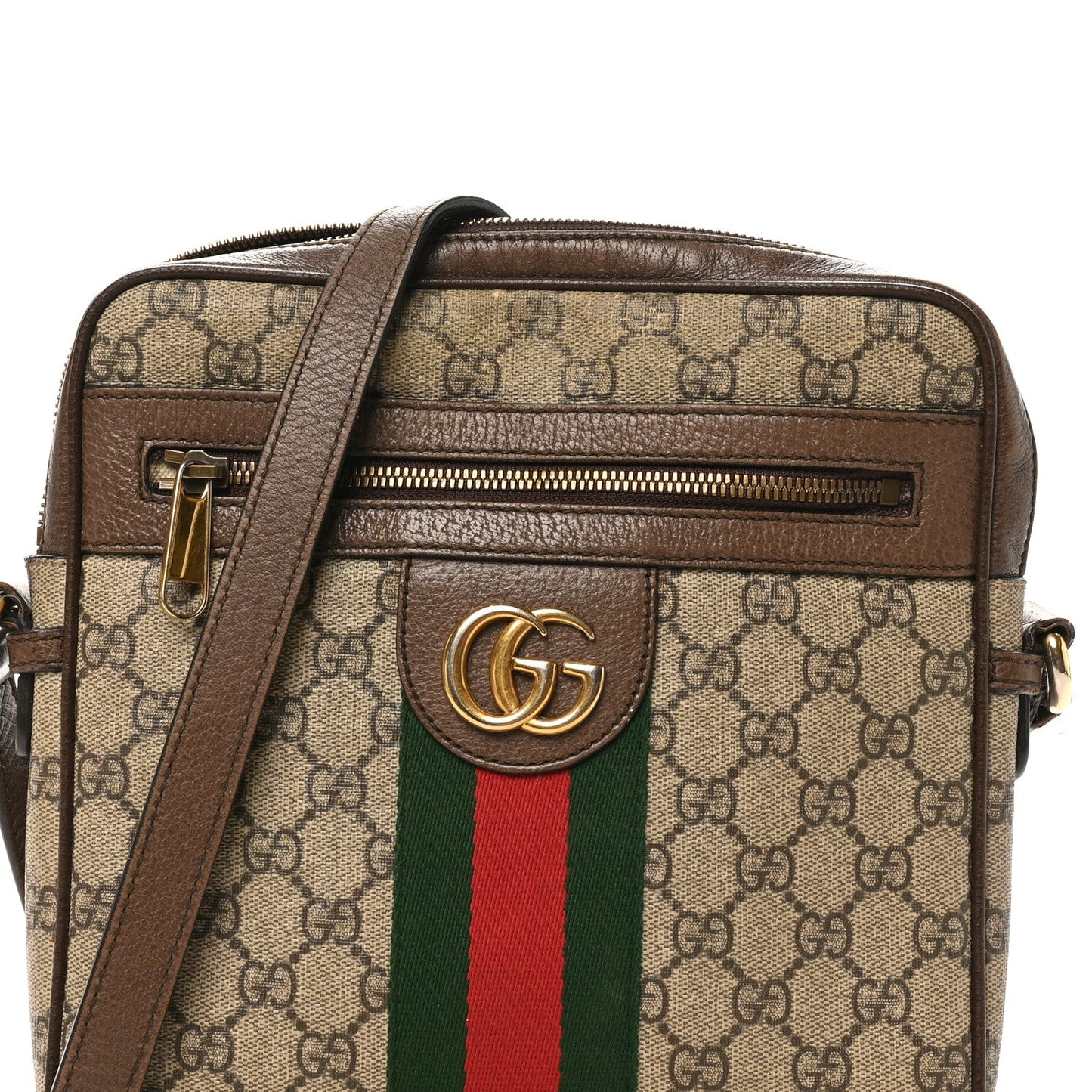 GG Supreme Monogram Web Small Ophidia Messenger Bag Brown