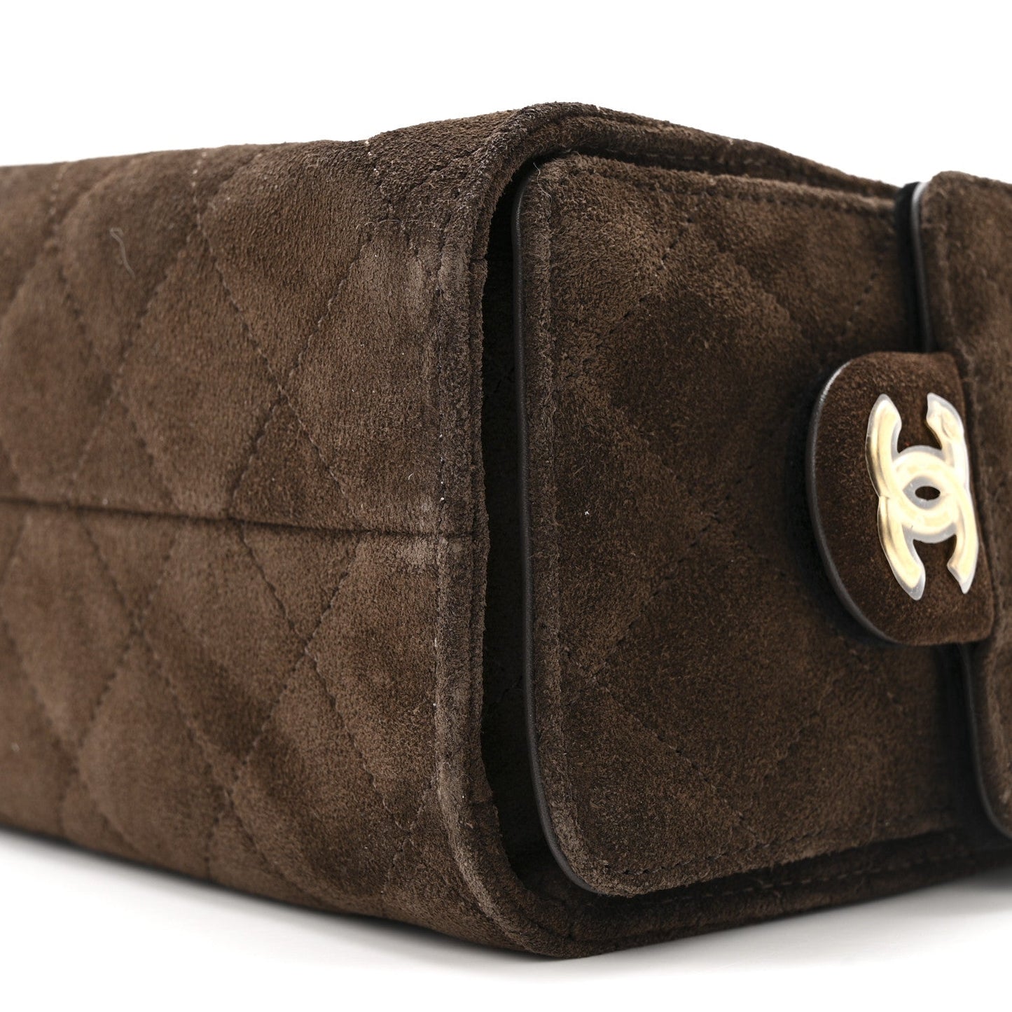Suede Quilted Mini Chanel 25 Handbag Dark Brown