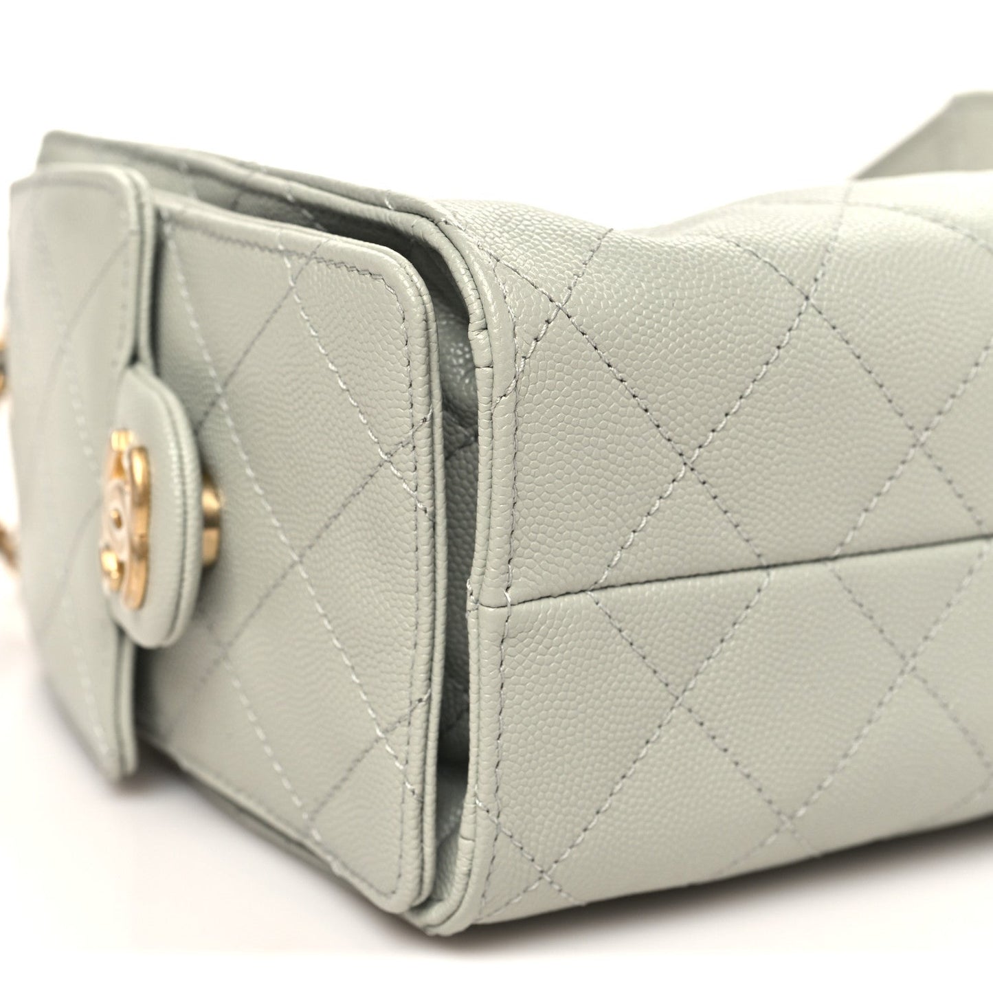 Caviar Quilted Mini Chanel 25 Handbag Light Green