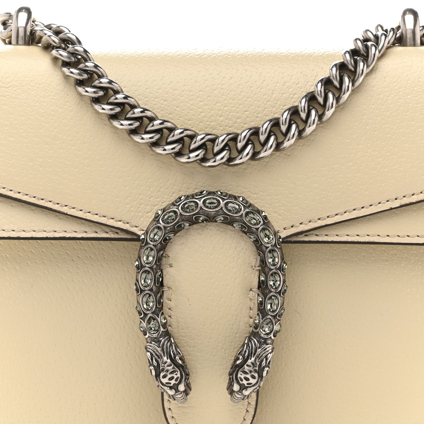 Textured Calfskin Crystal Mini Dionysus Shoulder Bag Mystic White