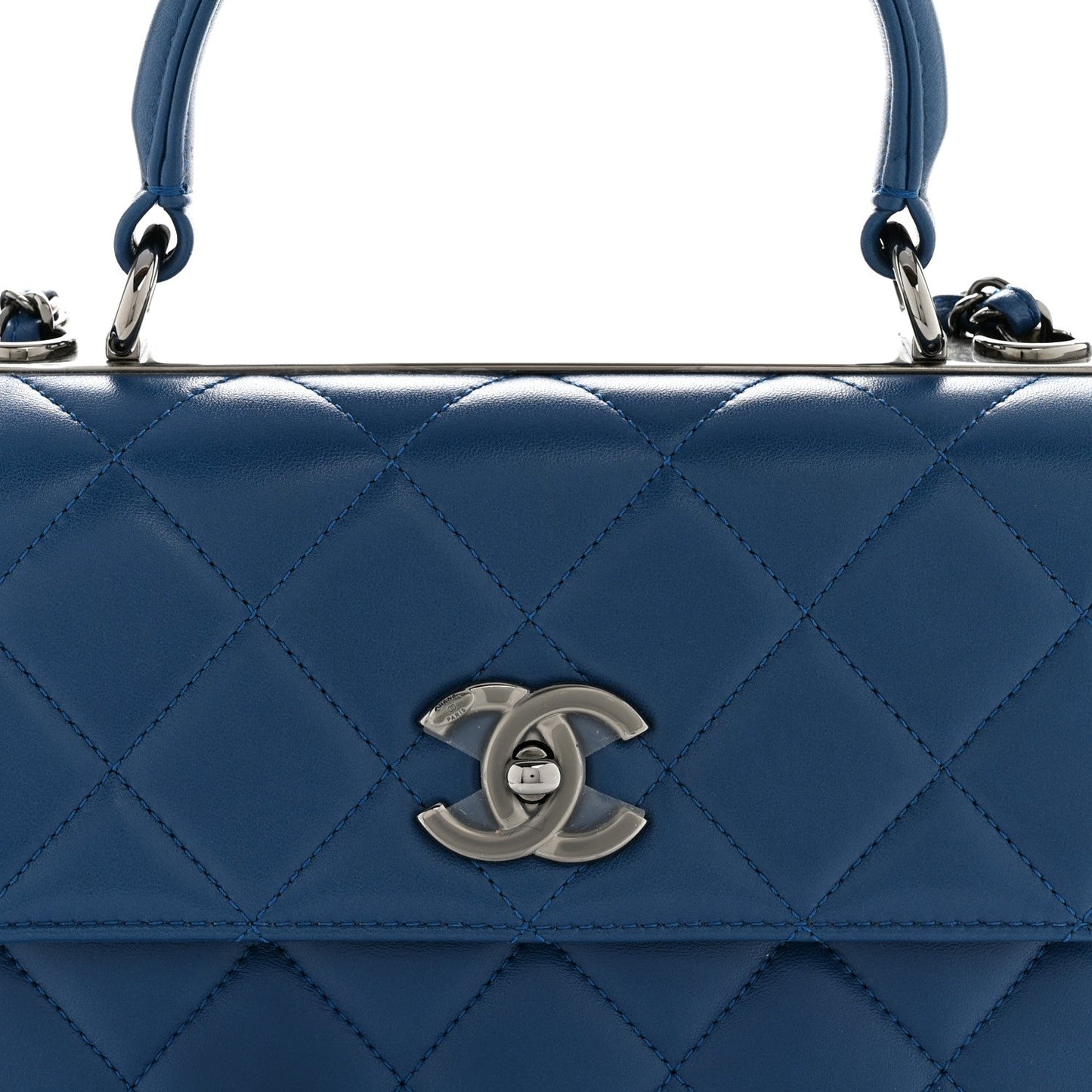 Lambskin Quilted Small Trendy CC Flap Dual Handle Bag Blue