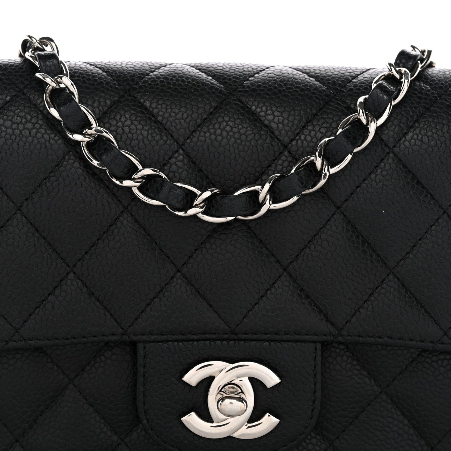 Caviar Quilted Mini Square Flap Black