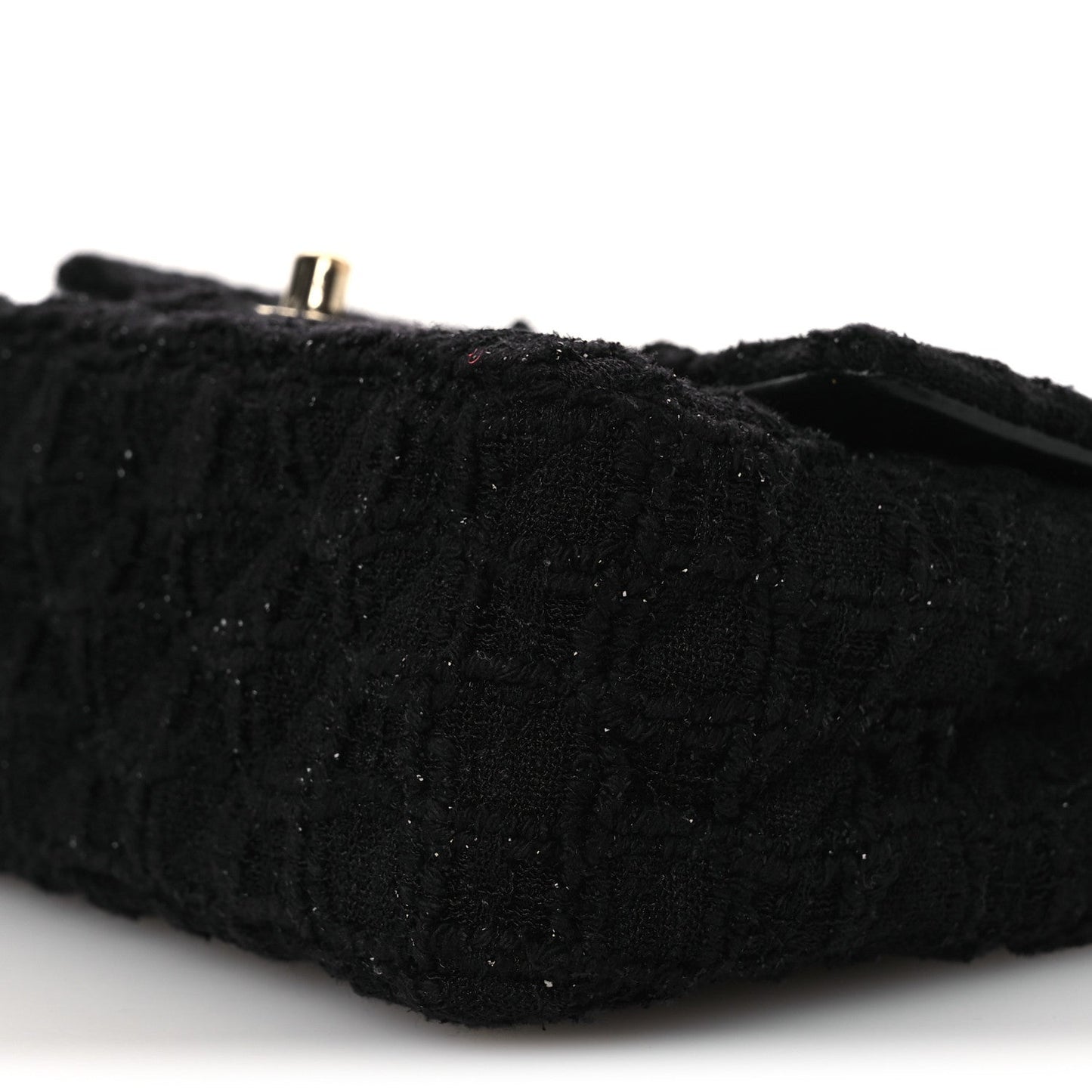Tweed Quilted Mini Rectangular Flap Black