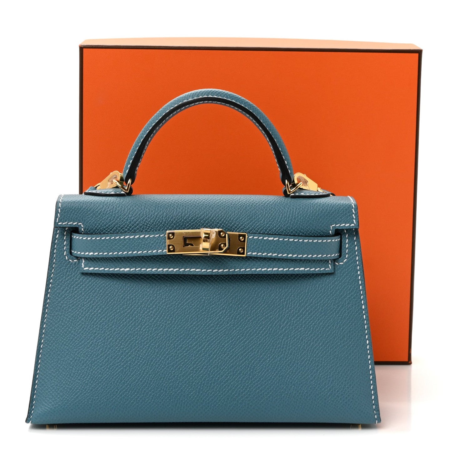 Epsom Mini Kelly Sellier 20 New Blue Jean