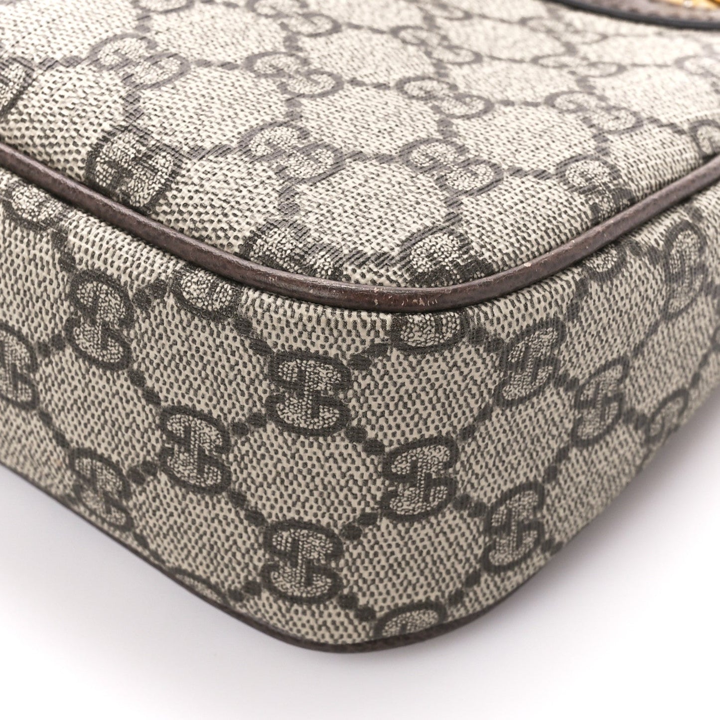 GG Supreme Monogram Textured Dollar Calfskin Web Small Ophidia GG Handbag Beige Ebony New Acero
