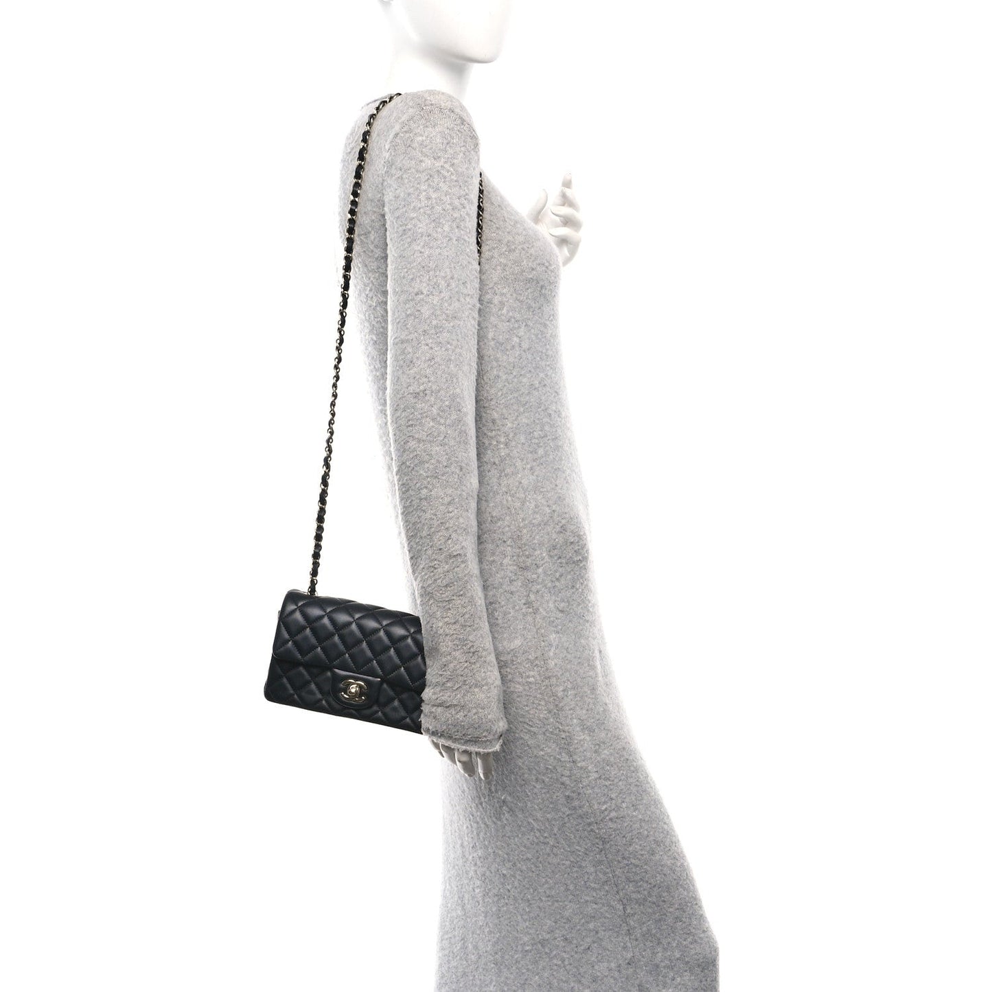 Lambskin Quilted Mini Rectangular Flap Black