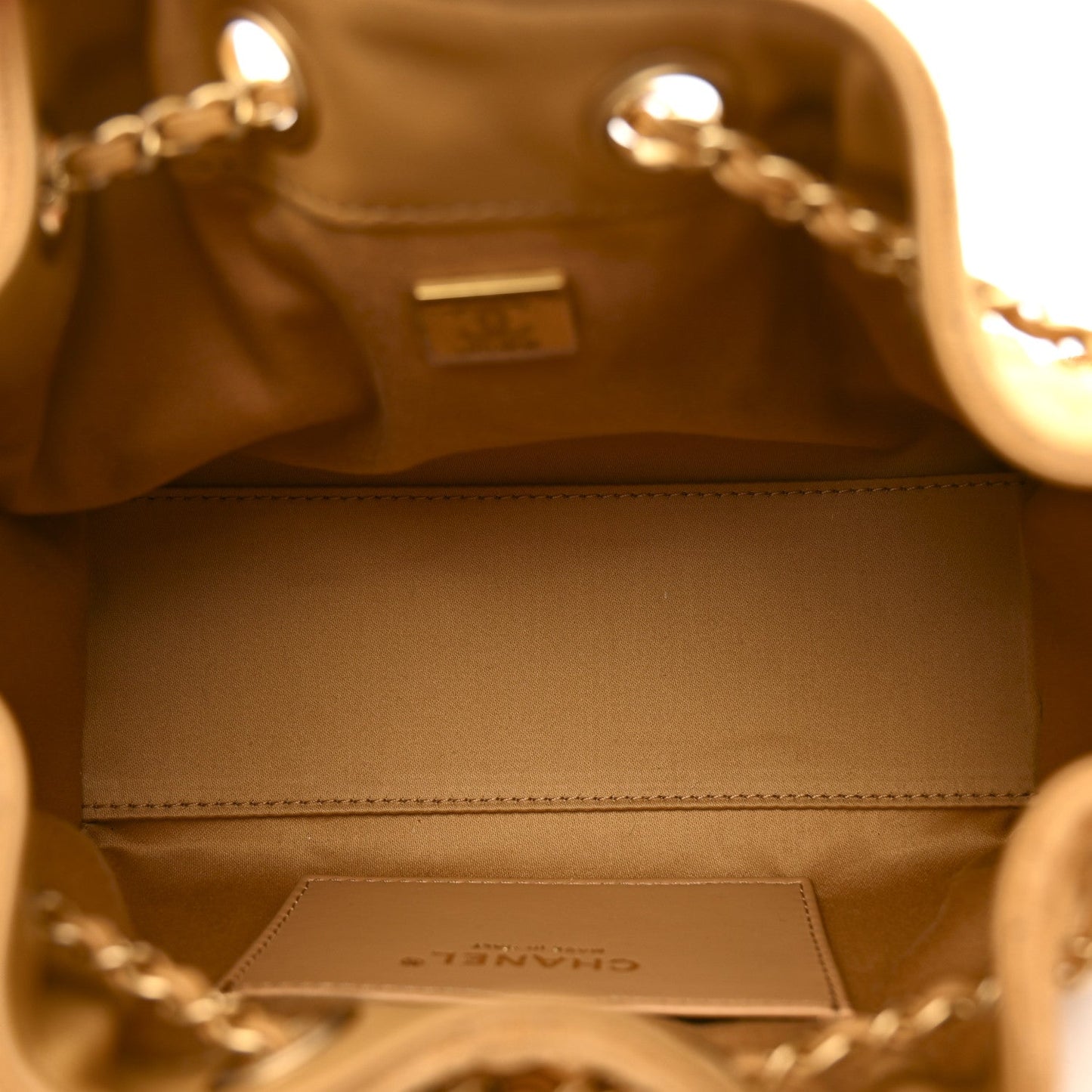 Suede Quilted Mini Chanel 25 Handbag Beige