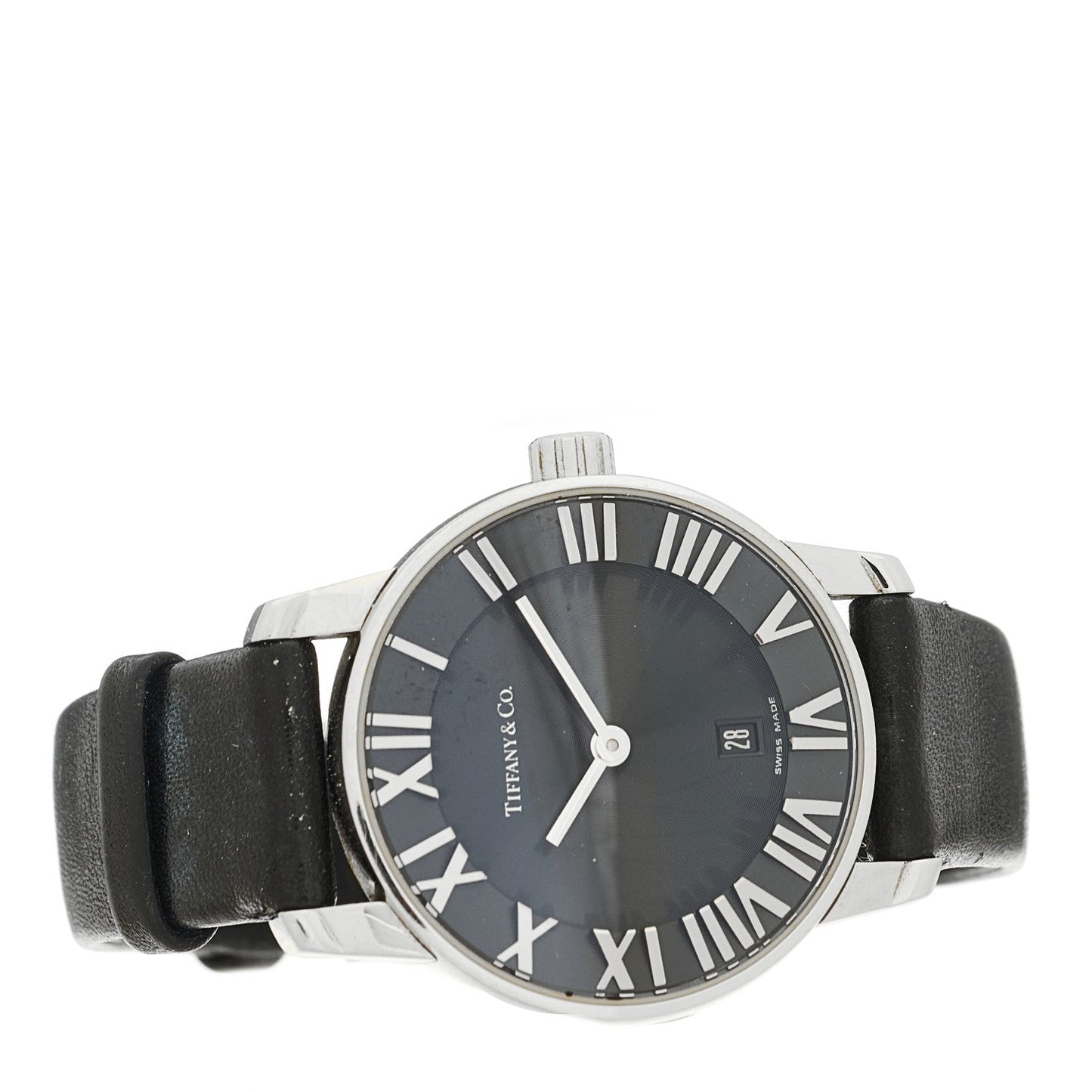 Stainless Steel Calfskin 29mm Atlas 2-Hand Quartz Watch Black