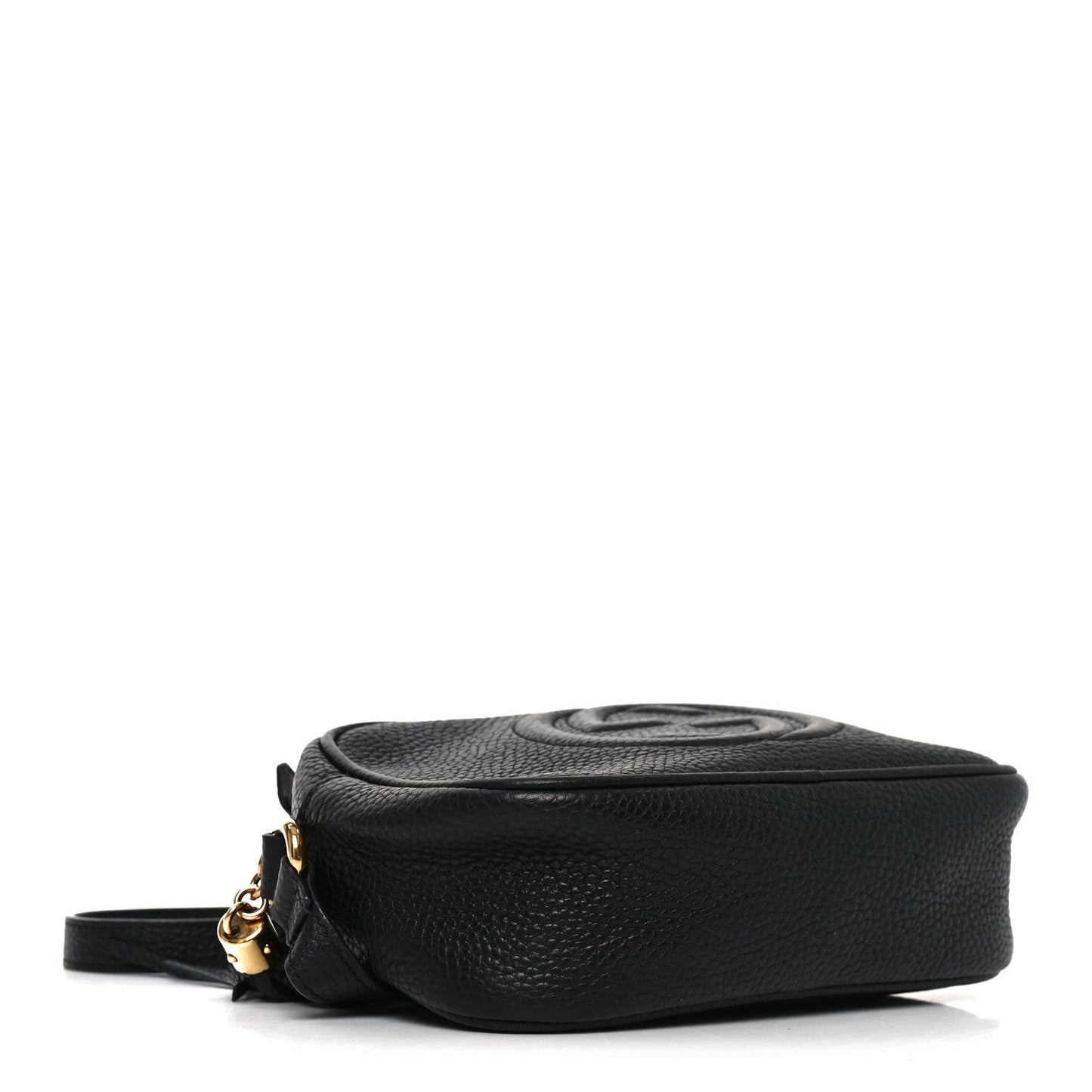 Pebbled Calfskin Small Soho Disco Bag Black