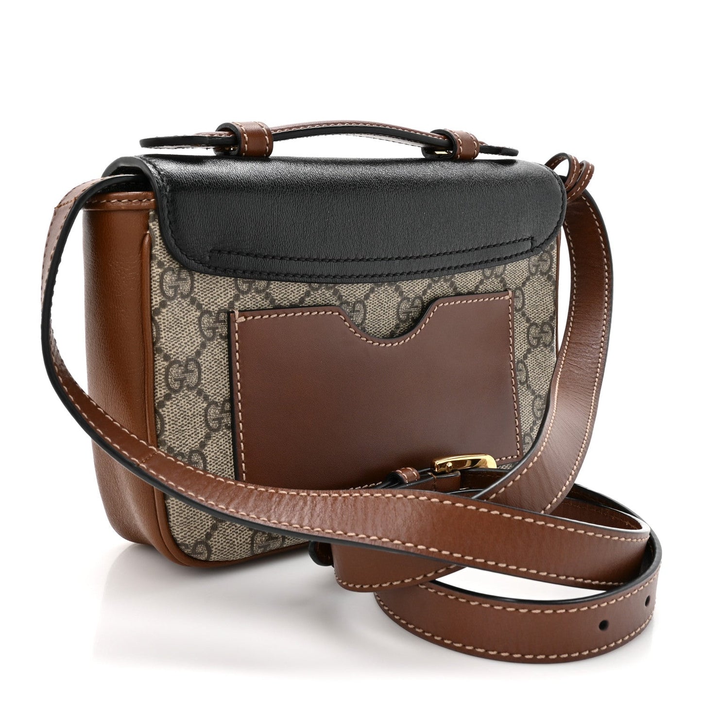 GG Supreme Monogram New Sakai Lux Calfskin Mini Padlock Flap Pocket Shoulder Bag Beige Ebony Black Cuir