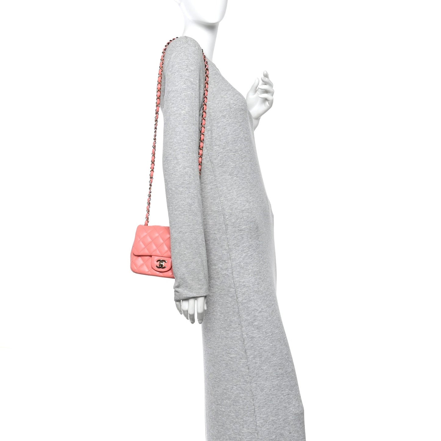 Lambskin Quilted Mini Square Flap Pink