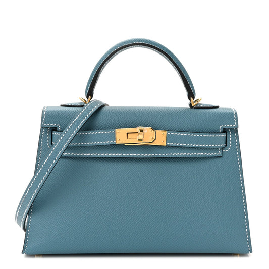 Epsom Mini Kelly Sellier 20 New Blue Jean