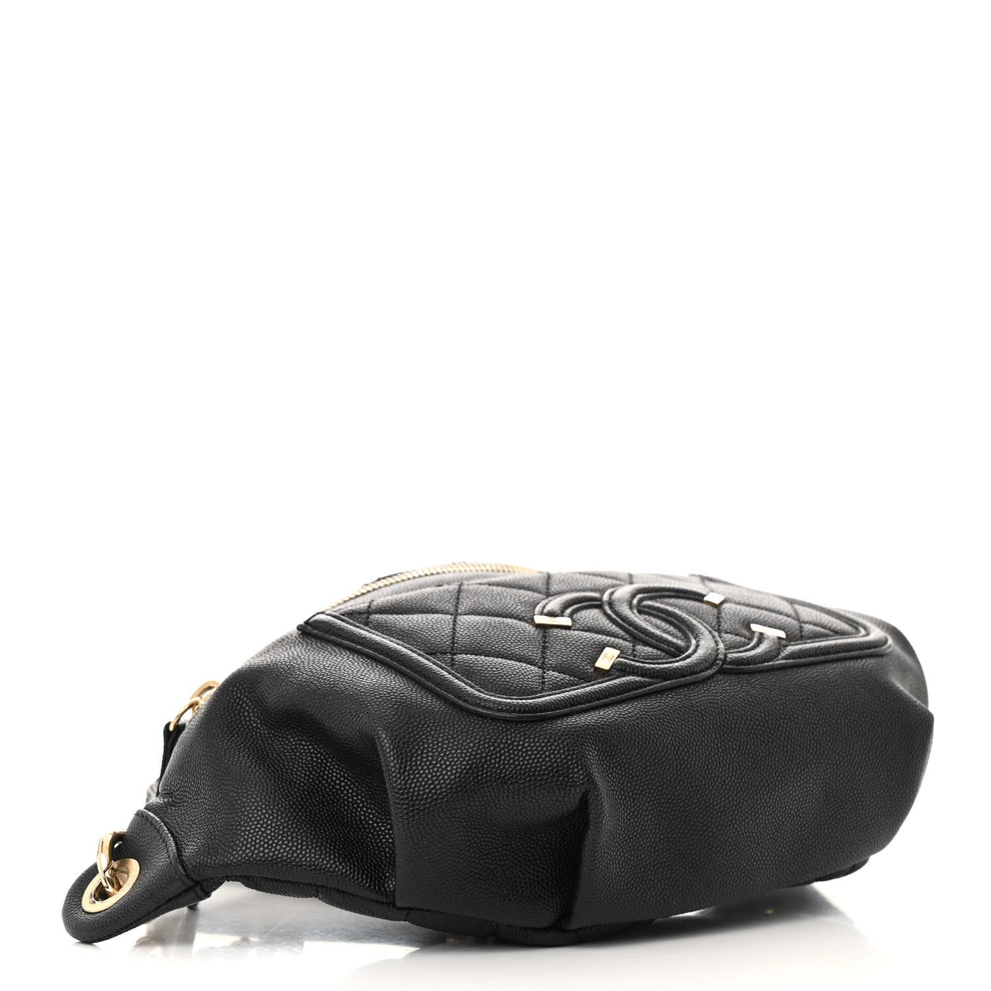 Caviar Quilted Filigree Waist Bag Black
