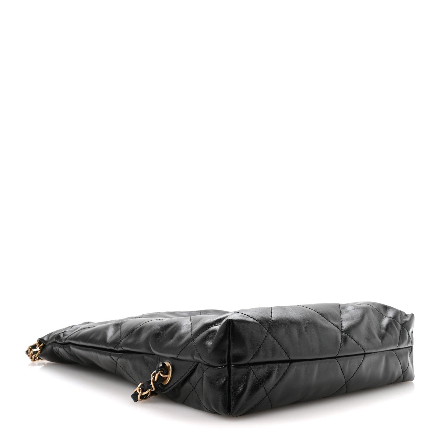 Shiny Calfskin Quilted Chanel 22 Backpack Black