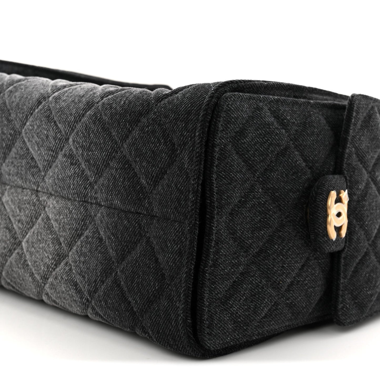 Washed Denim Quilted Small Chanel 25 Handbag Black